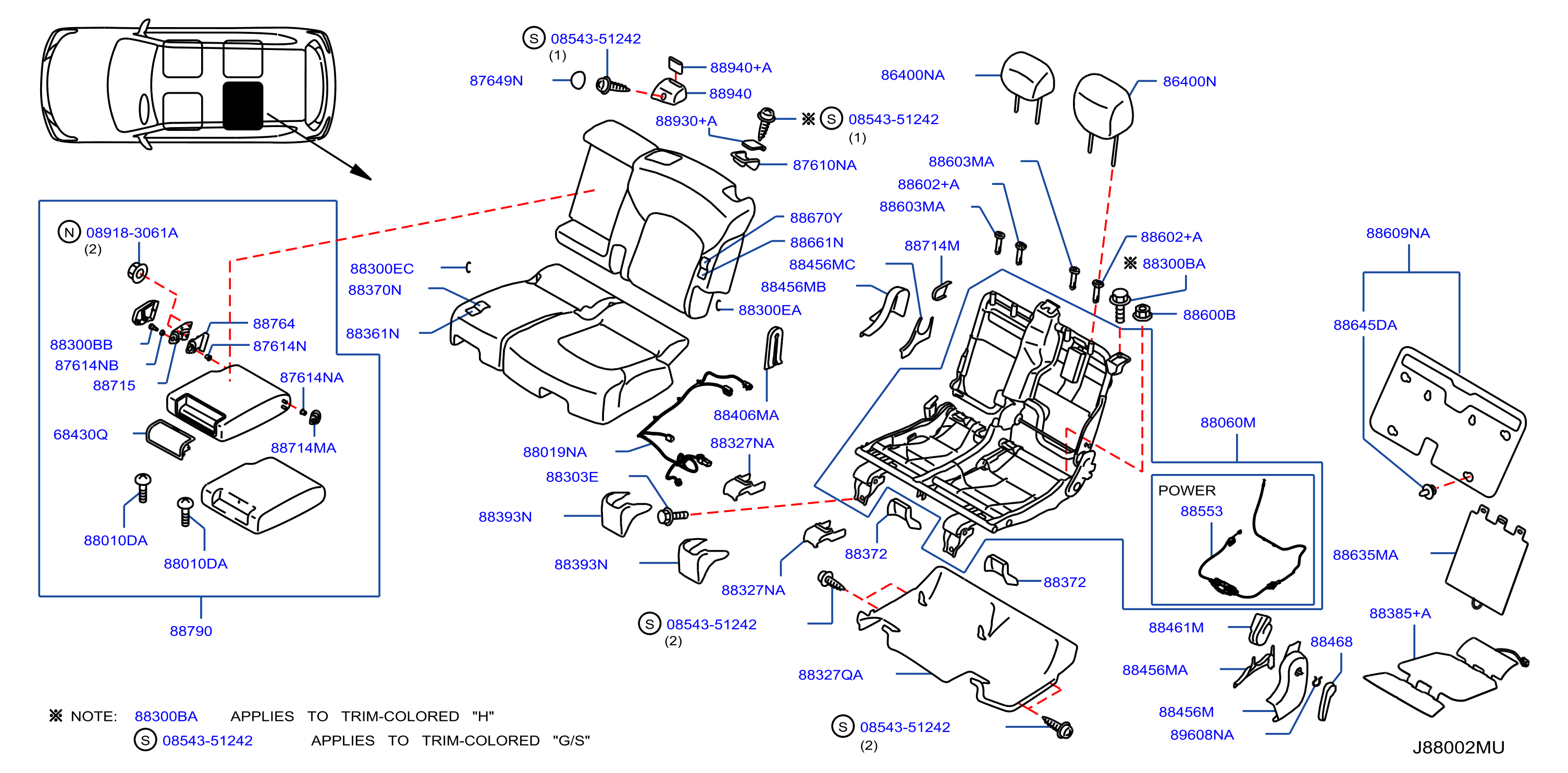 Rear Seat Bench Seat Left