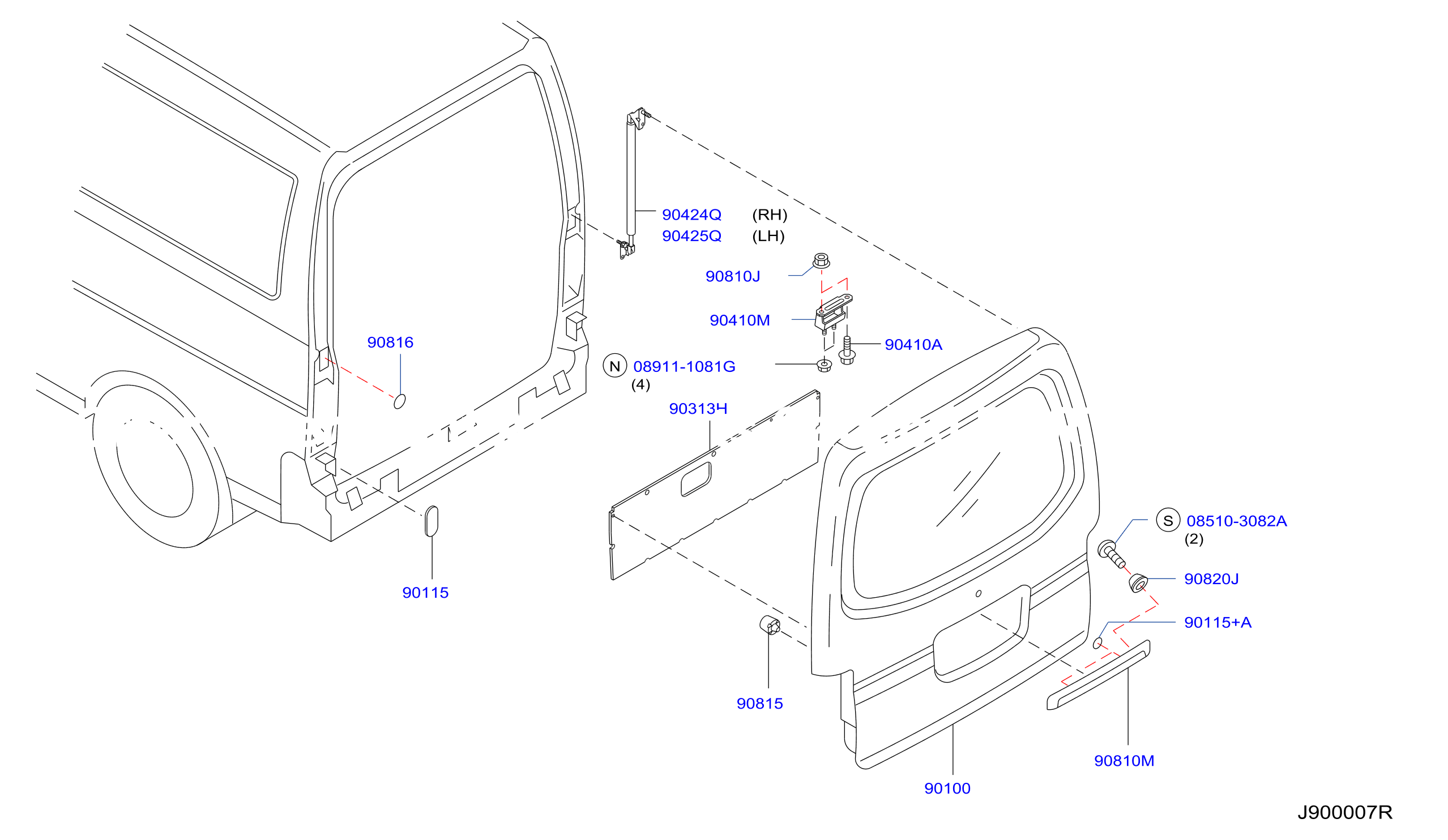 Back Door Panel Fitting Fitting Parts