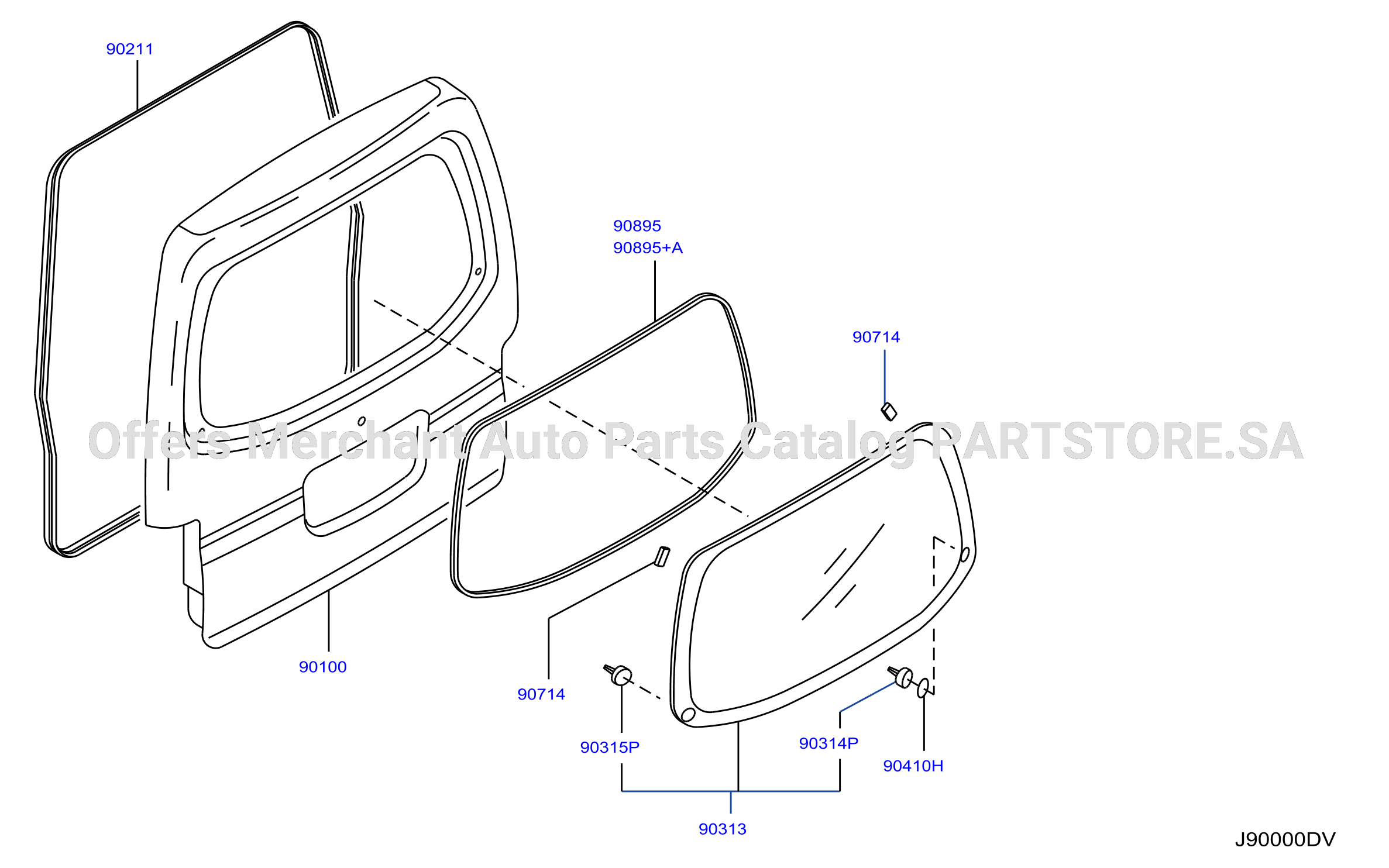 Back Door Panel Fitting Panel Glass Parts