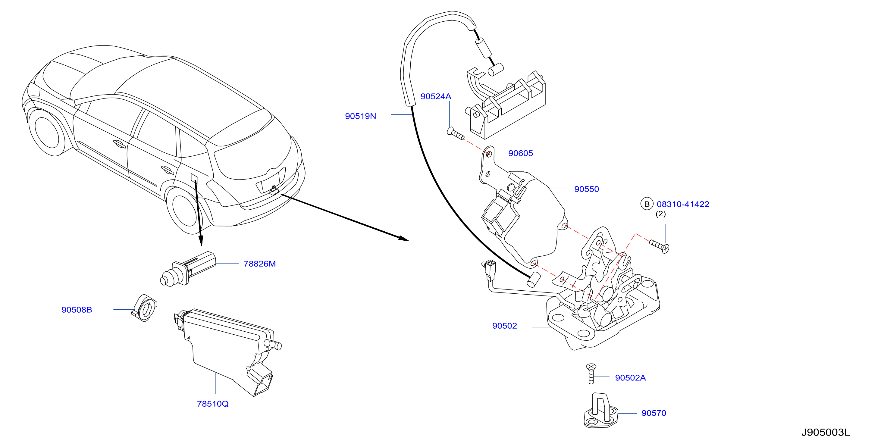 Back Door Lock Handle Gom