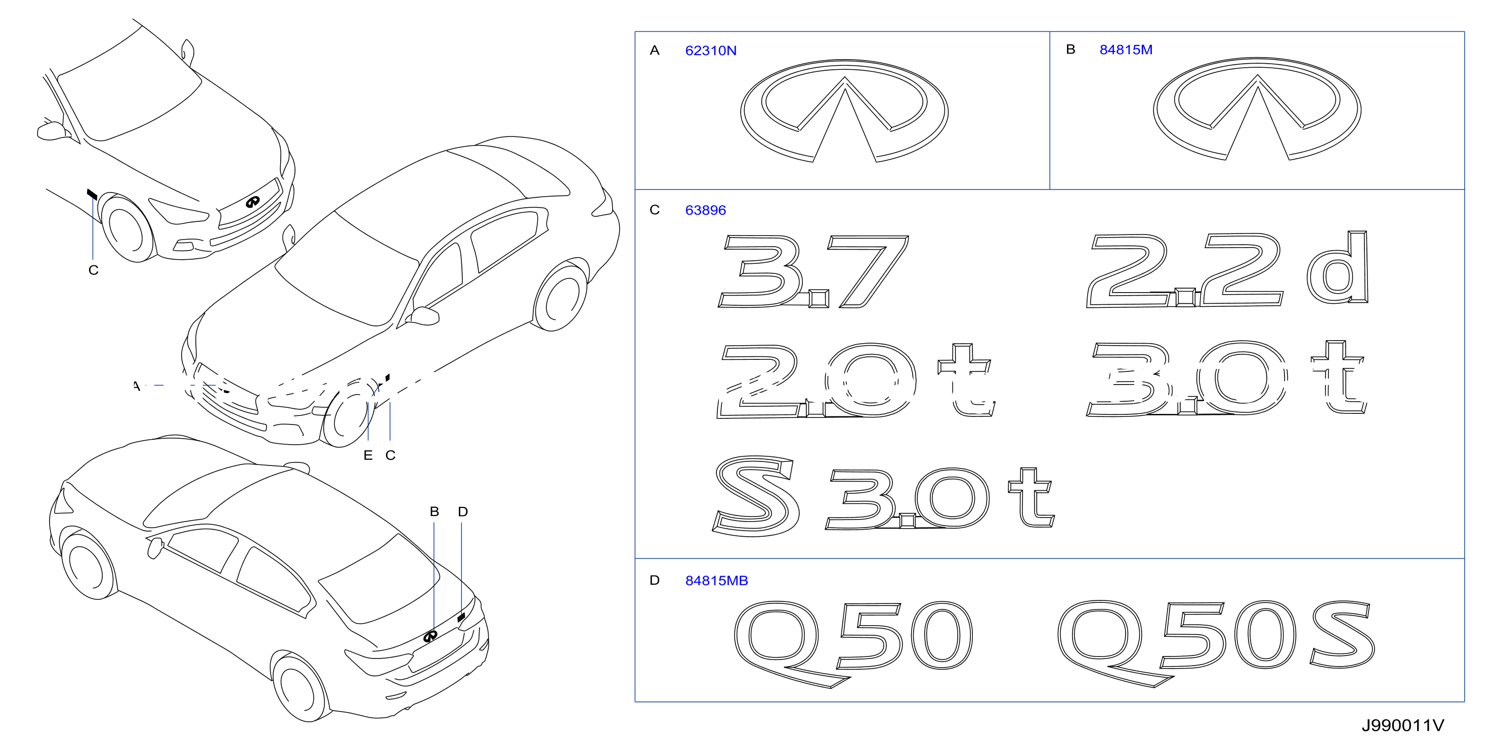 Emblem Name Label Vq37Vhr Diesel Gas