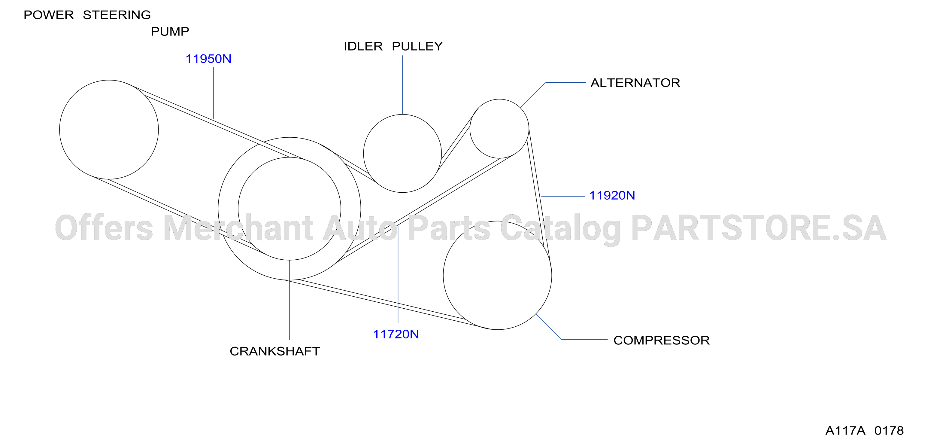 Fan Compressor Power Steering Belt