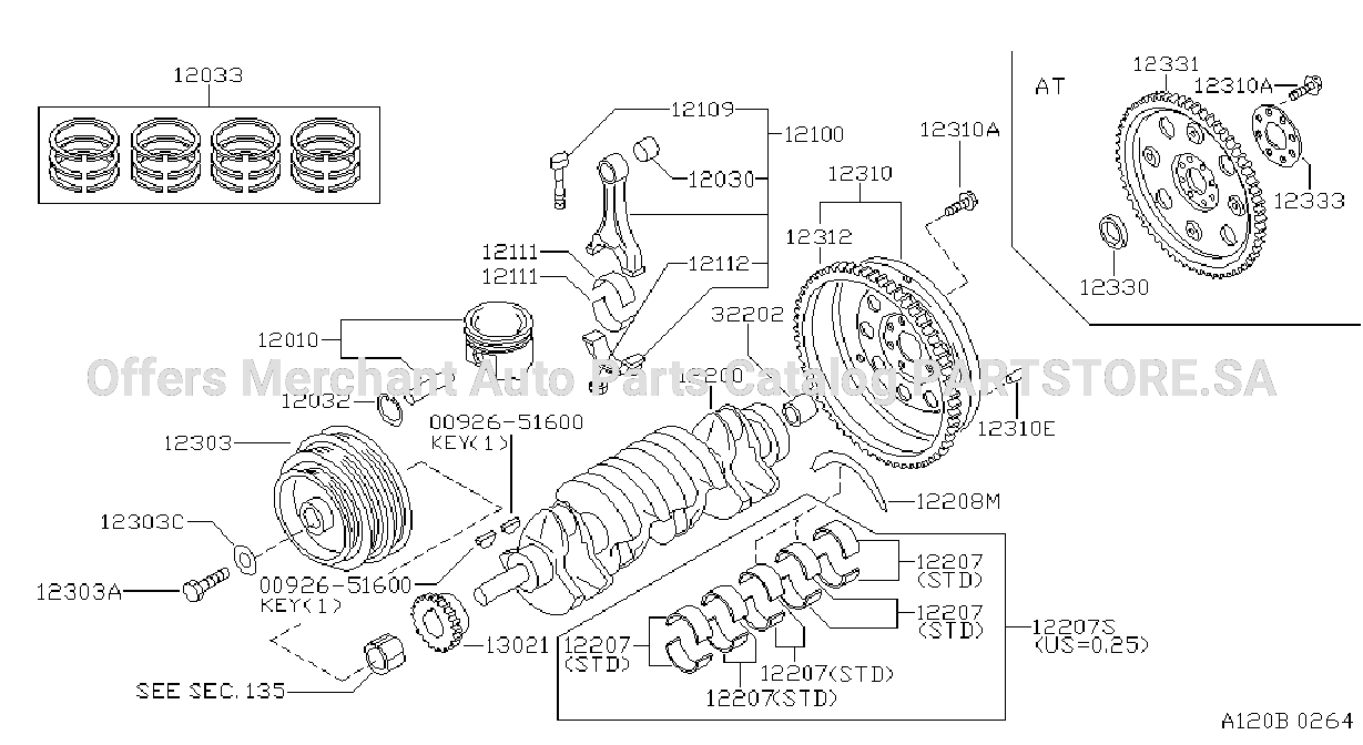 Piston Crankshaft Flywheel Illustration