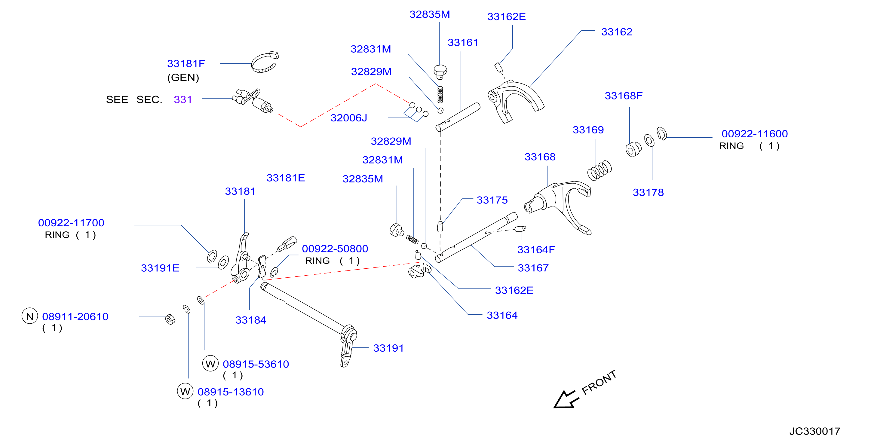 Transfer Shift Lever Fork Control