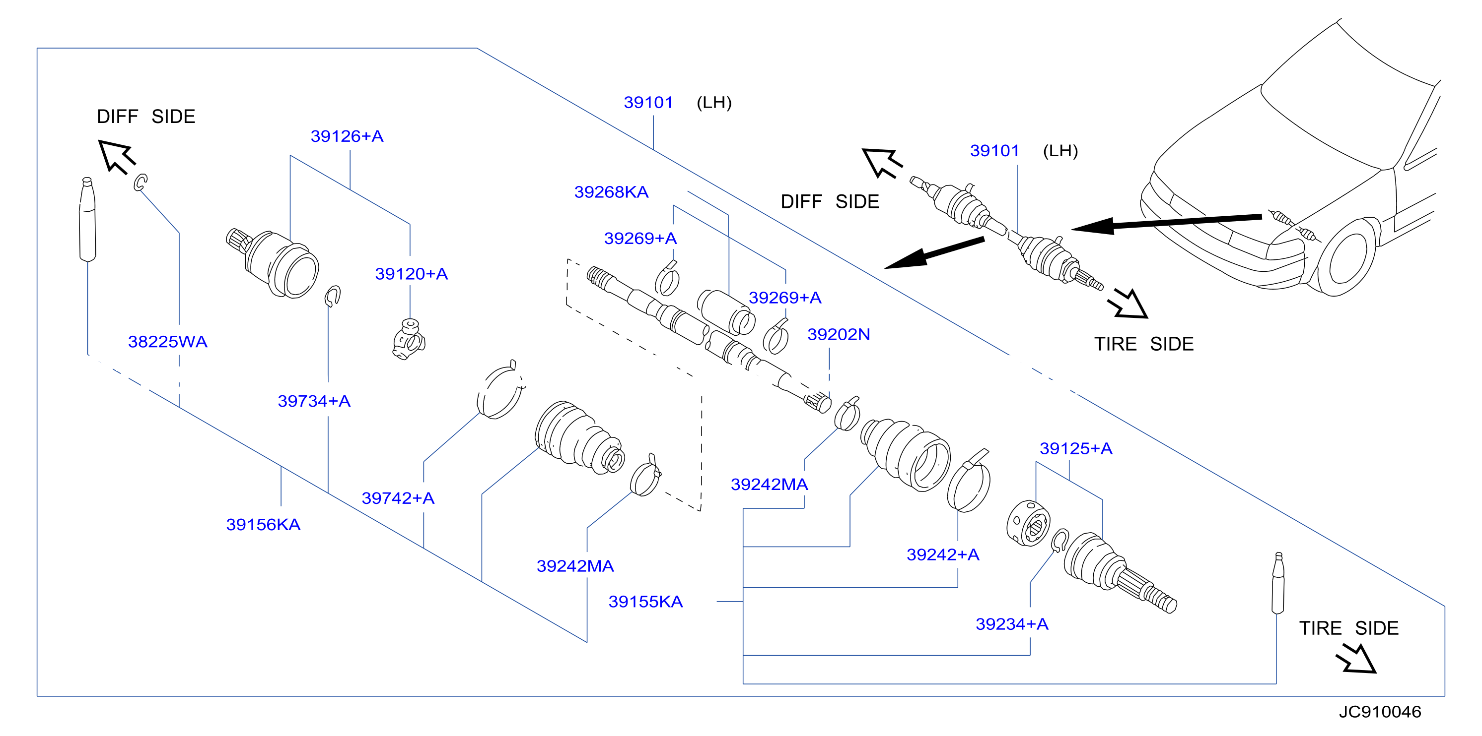 Front Drive Shaft Lh