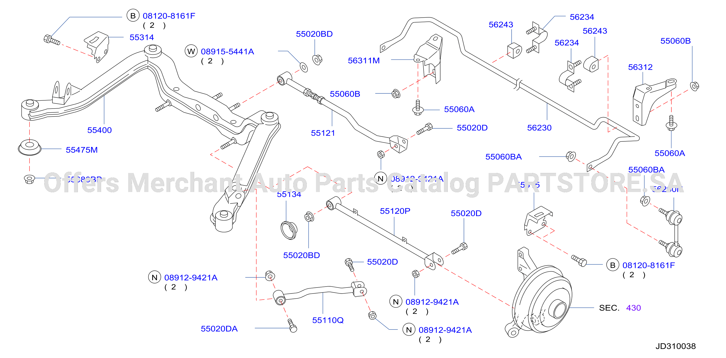 Rear Suspension Member Link Parts