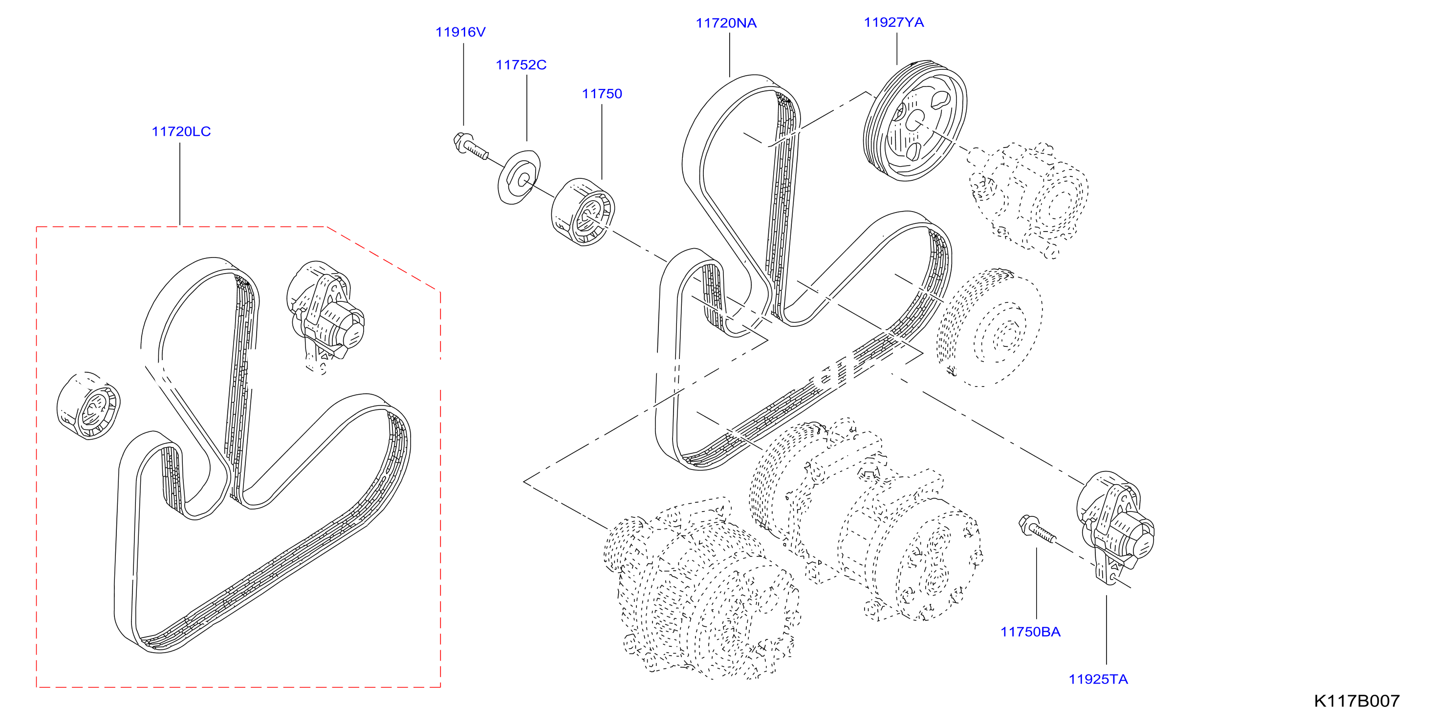 Fan Compressor Power Steering Belt Power Strg Air Con