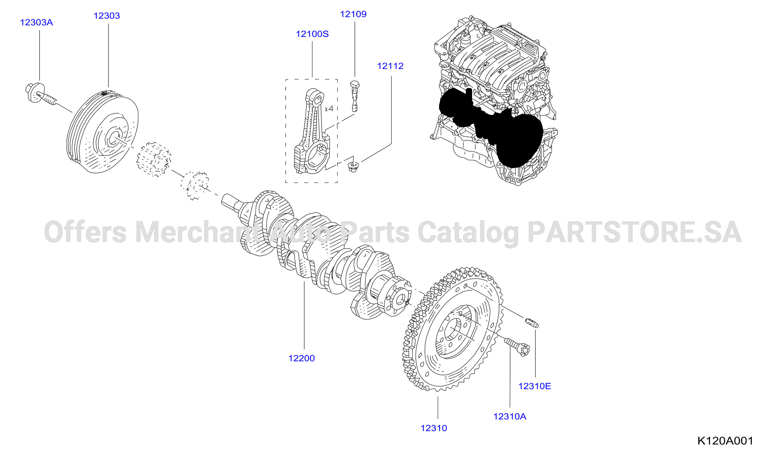 Piston Crankshaft Flywheel Crankshaft Flywheel