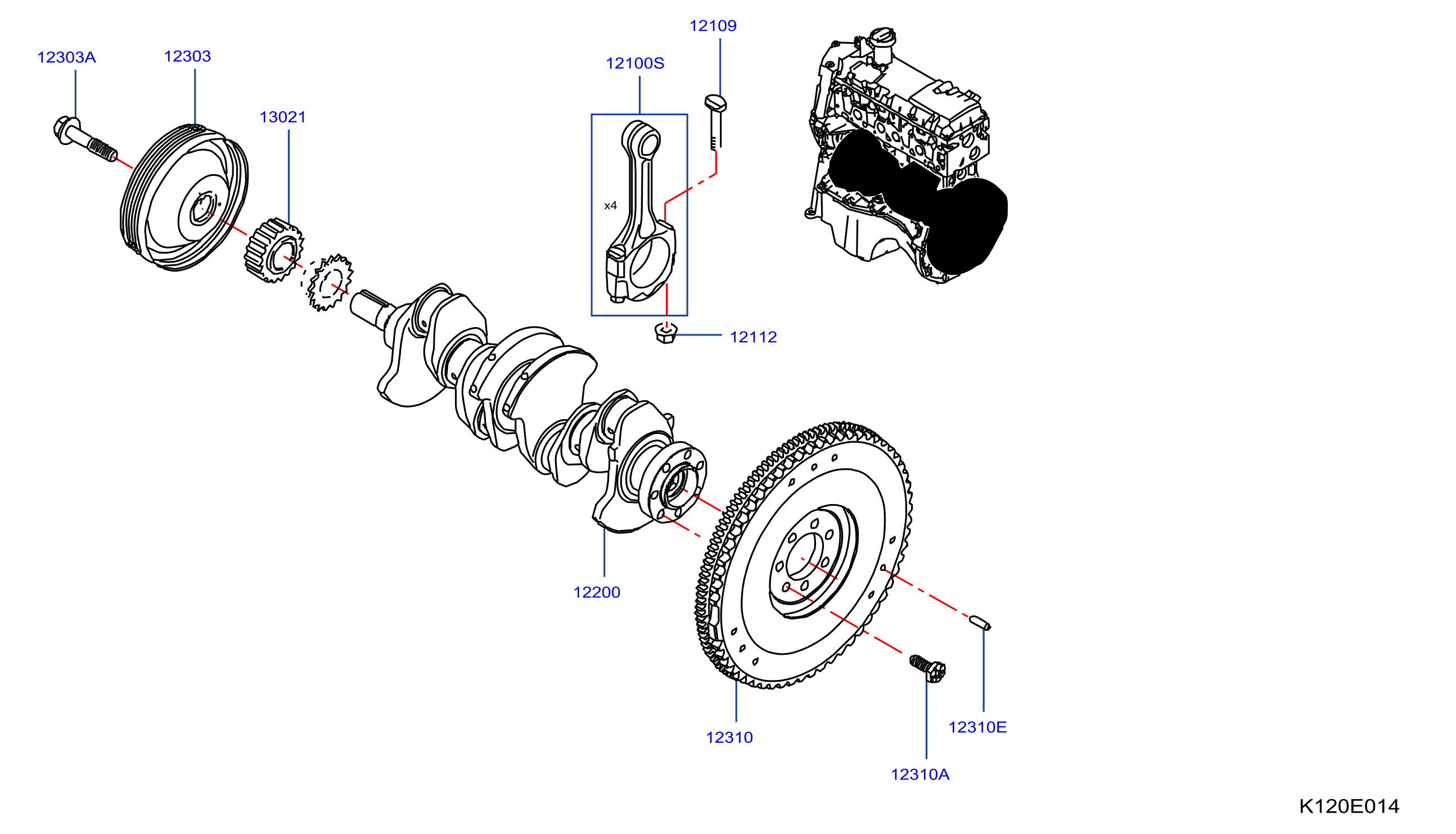 Piston Crankshaft Flywheel