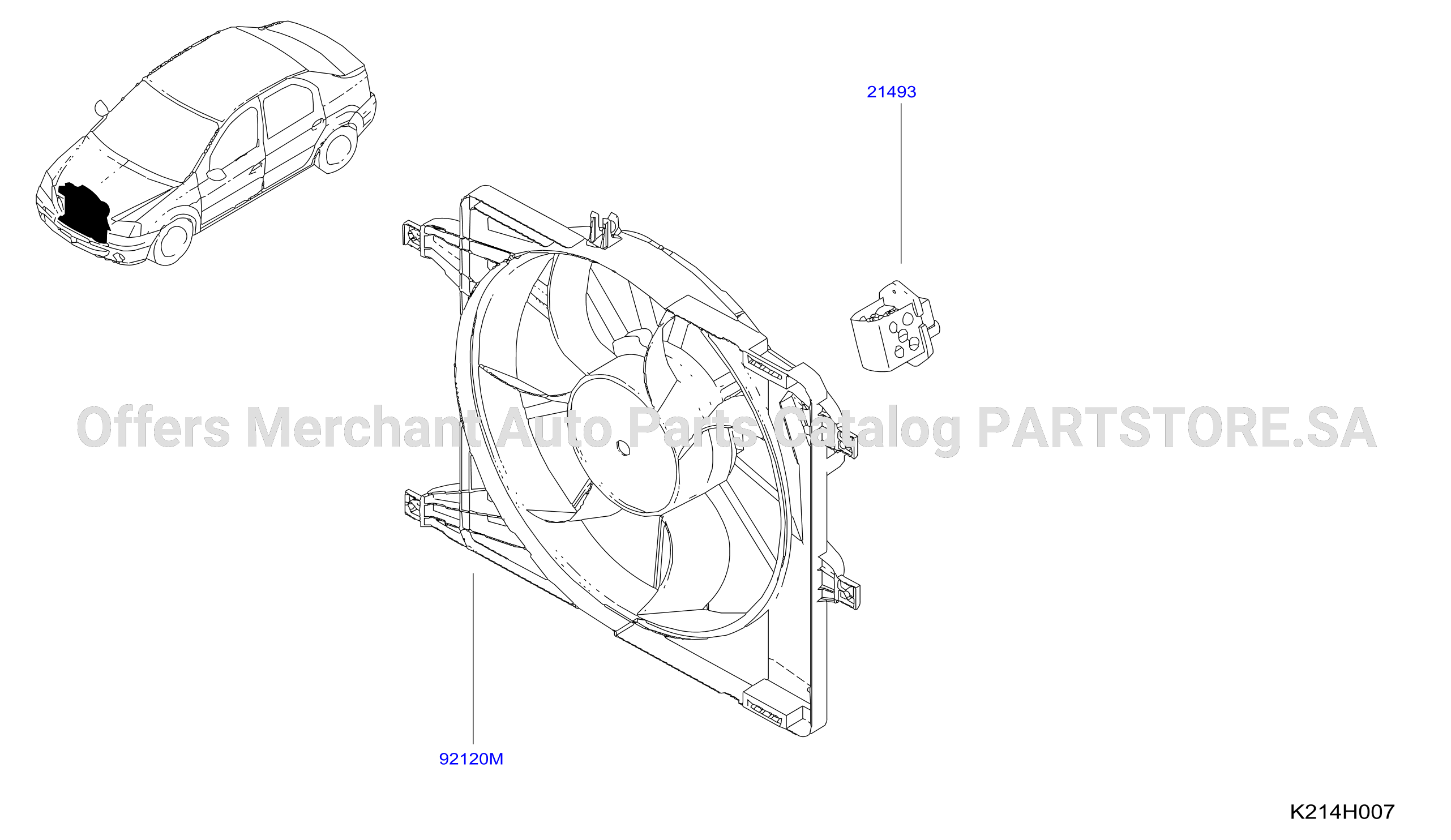 Radiator Shroud Inverter Cooling Fan Assy