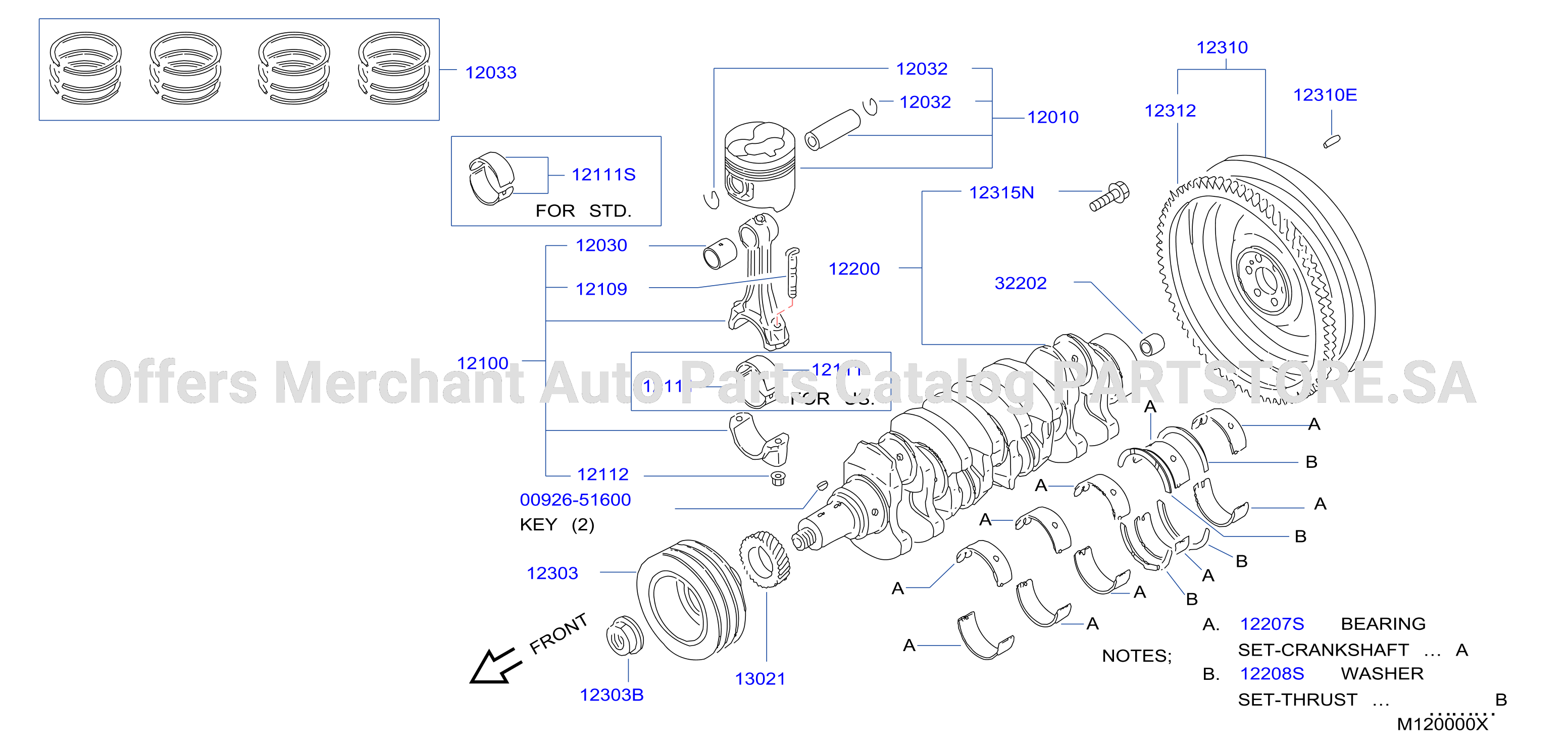 Piston Crankshaft Flywheel