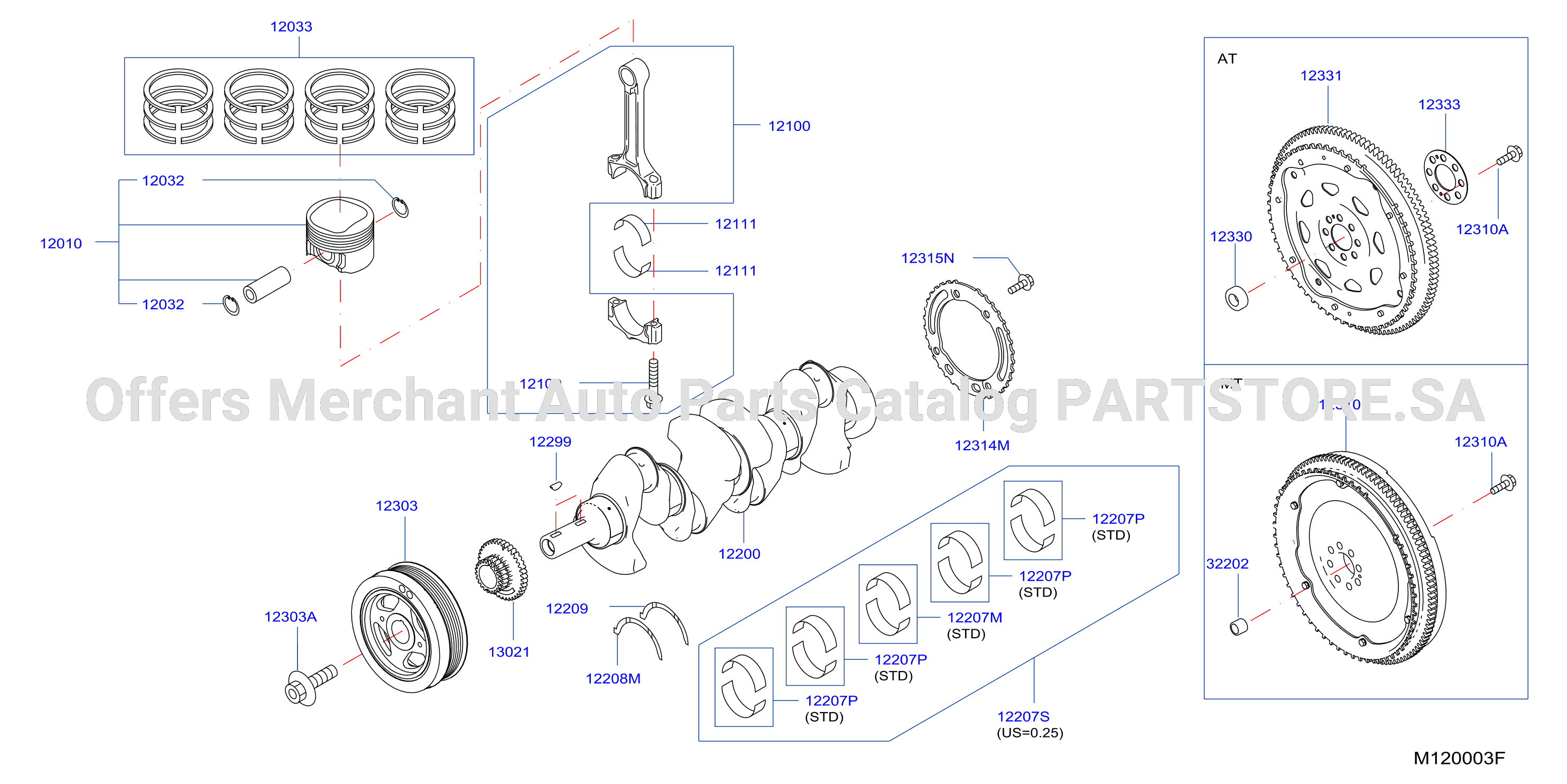 Piston Crankshaft Flywheel