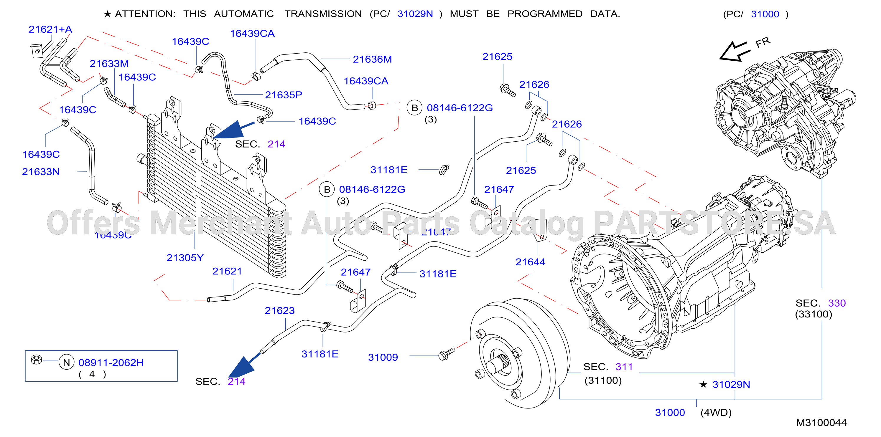 Auto Transmission Transaxle Fitting Oil Cooler Tube Parts