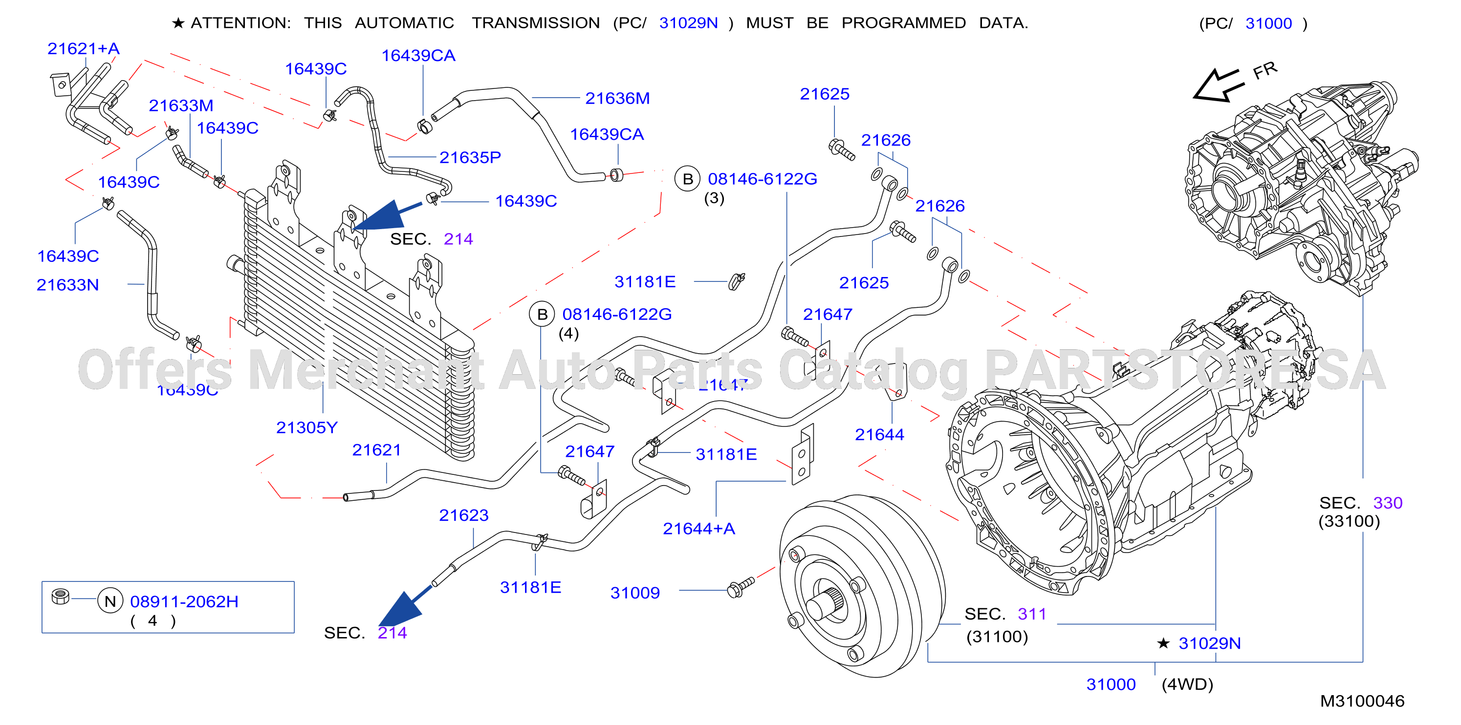 Auto Transmission Transaxle Fitting Oil Cooler Tube Parts