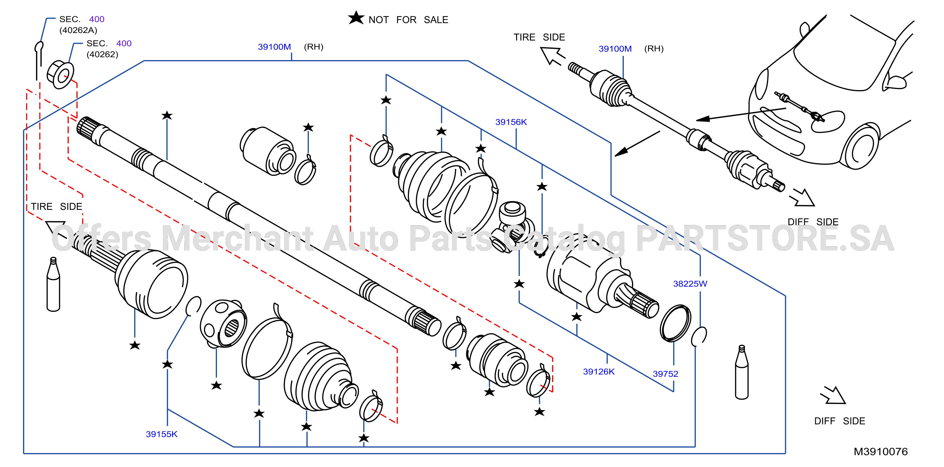 Front Drive Shaft Rh Side W / Dynmaic Damper Kit K9K