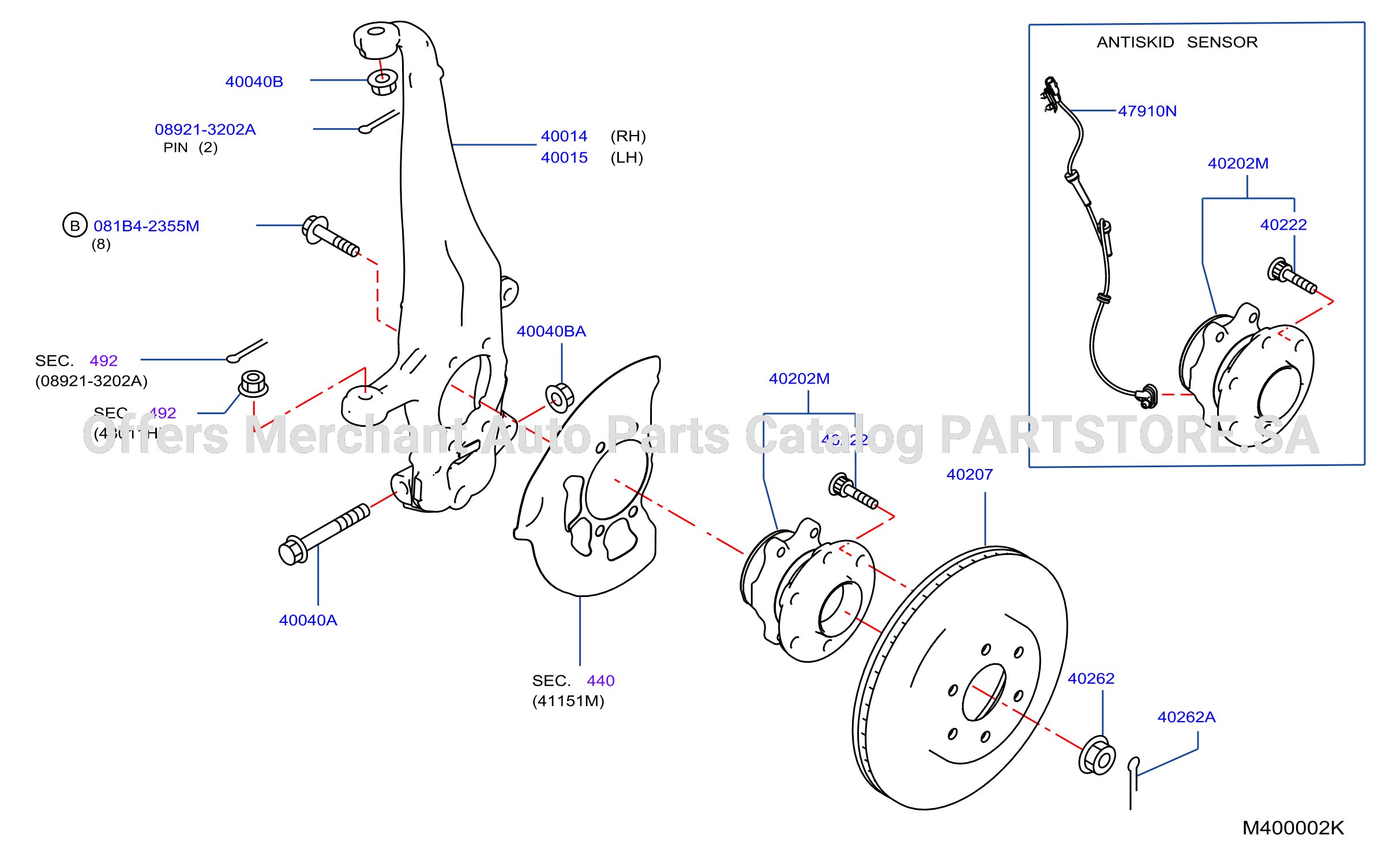 Front Axle 2Wd Yd25Ddti 2Wd Qr25De 2Wd V9X