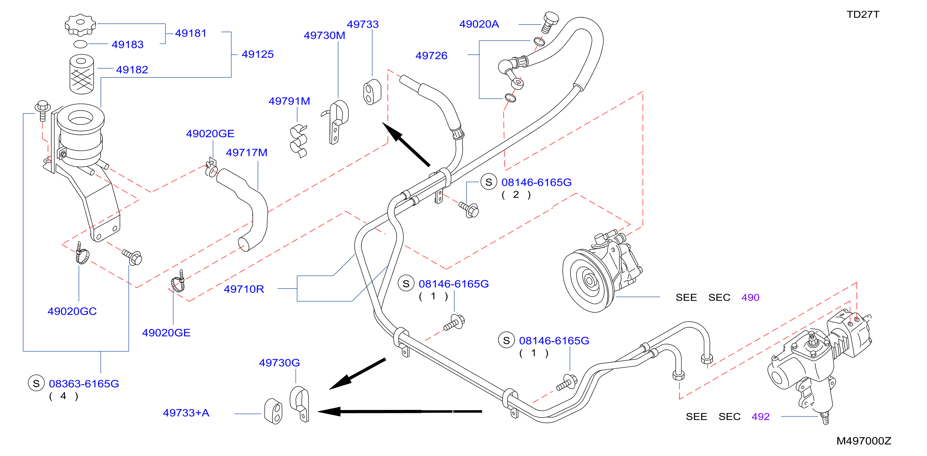 Power Steering Piping Td27T Mt