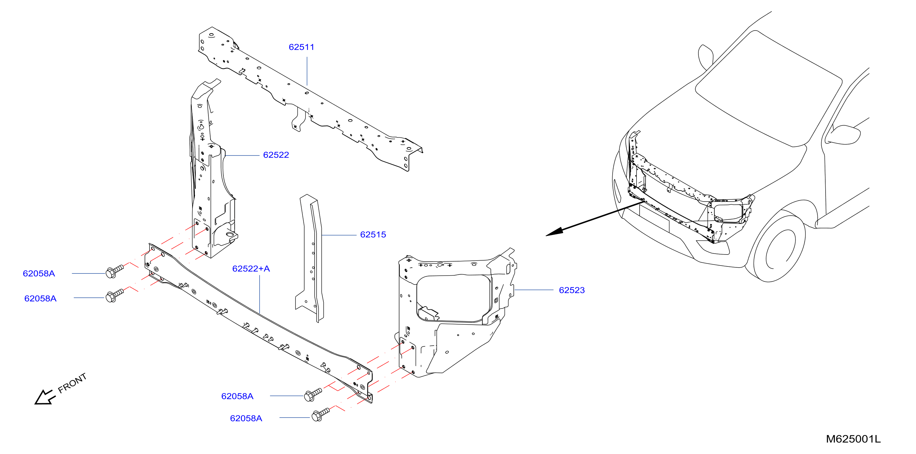 Front Apron Radiator Core Support