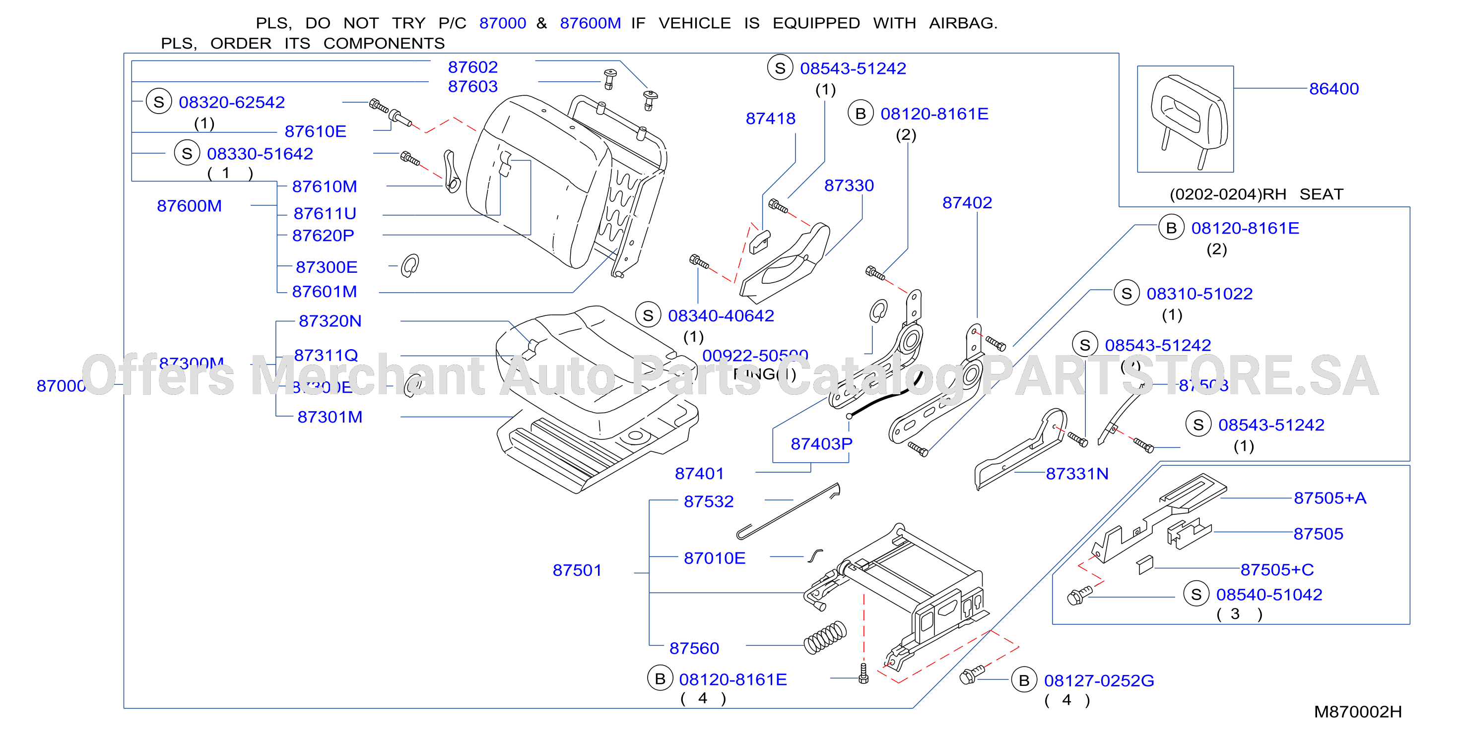 Front Seat Rh Seat W / O Airbag