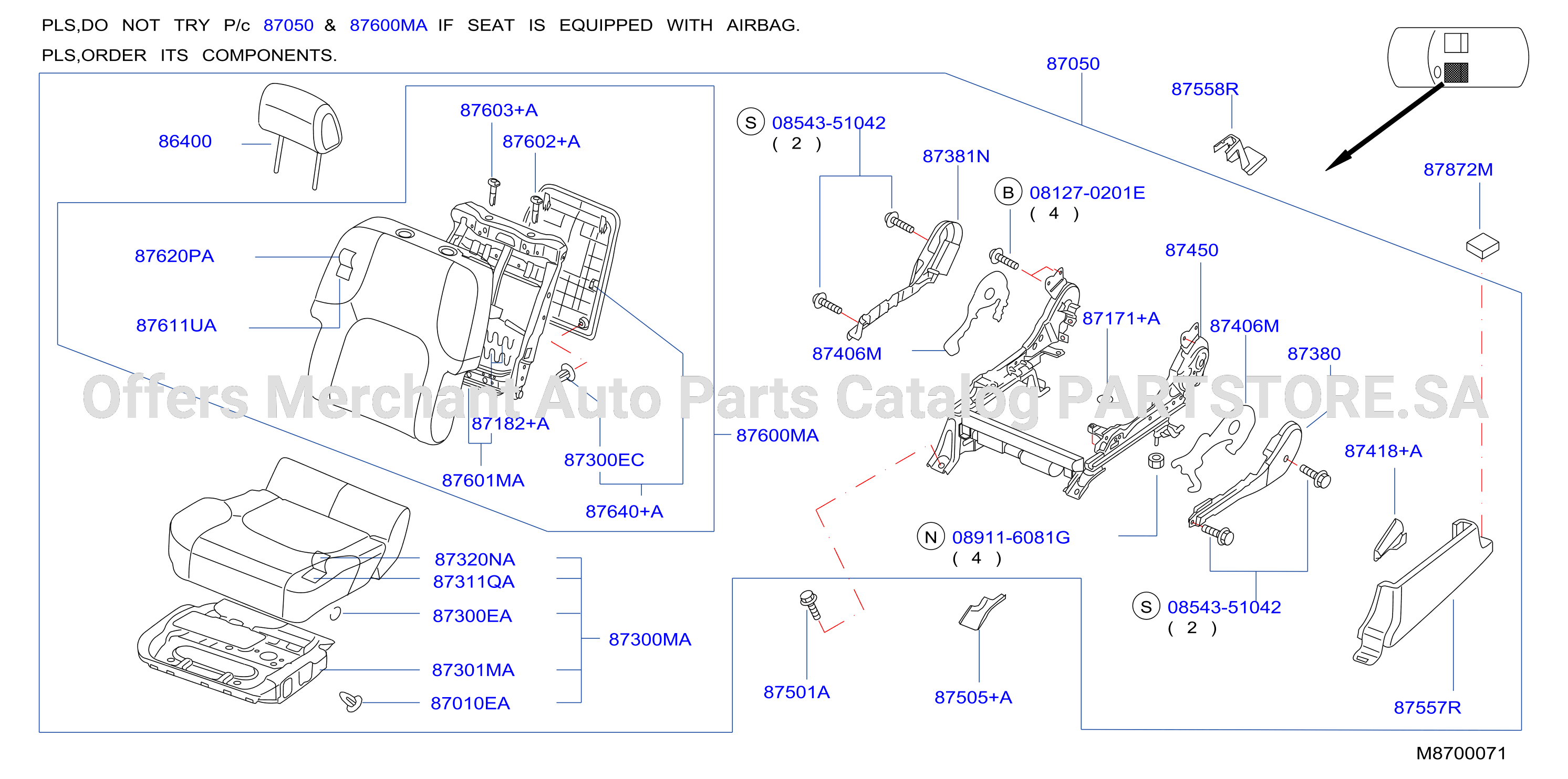 Front Seat Lh Seat W / O Airbag 4 Way Manual