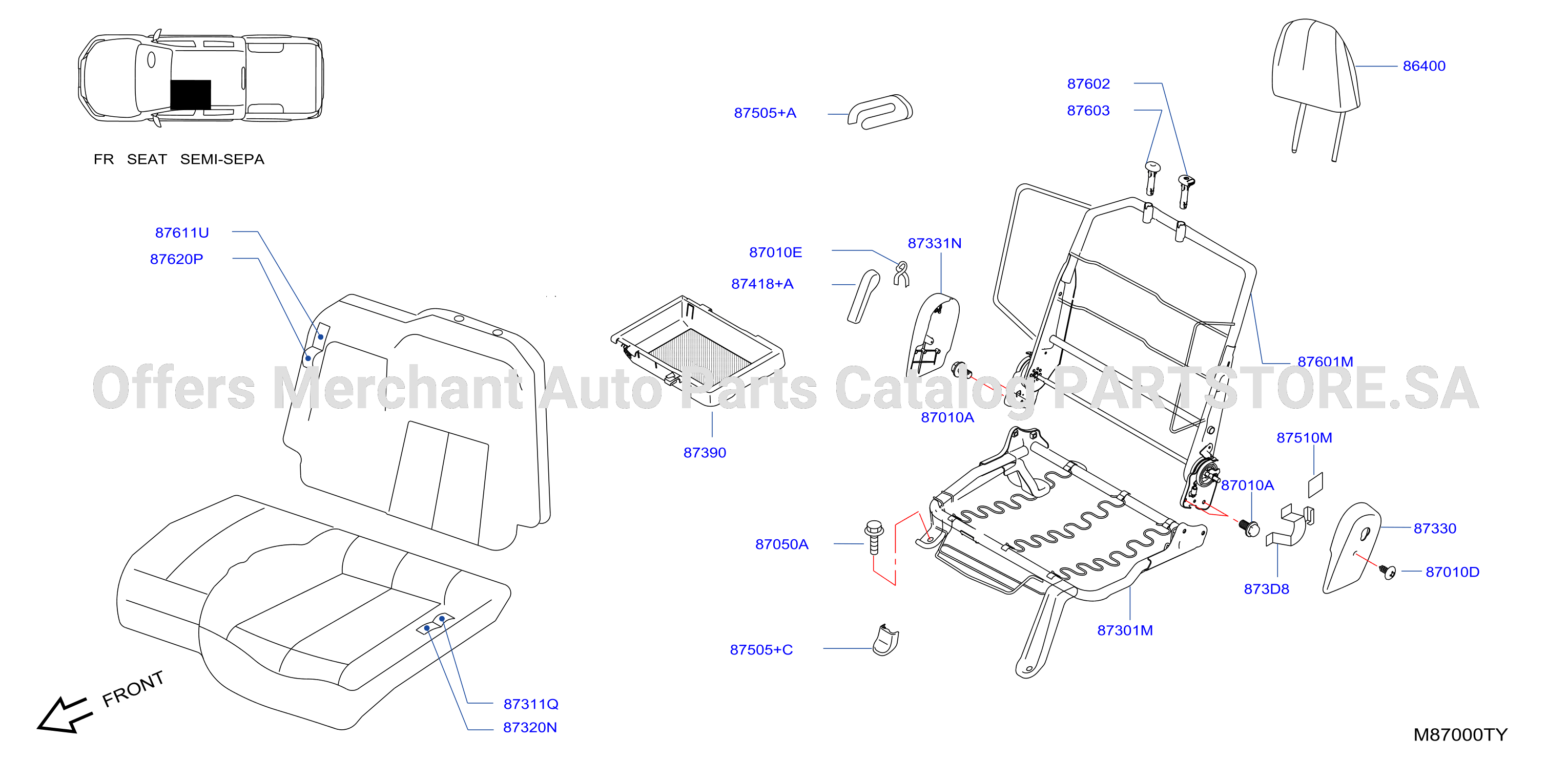 Front Seat Rh Seat Semi Sepa