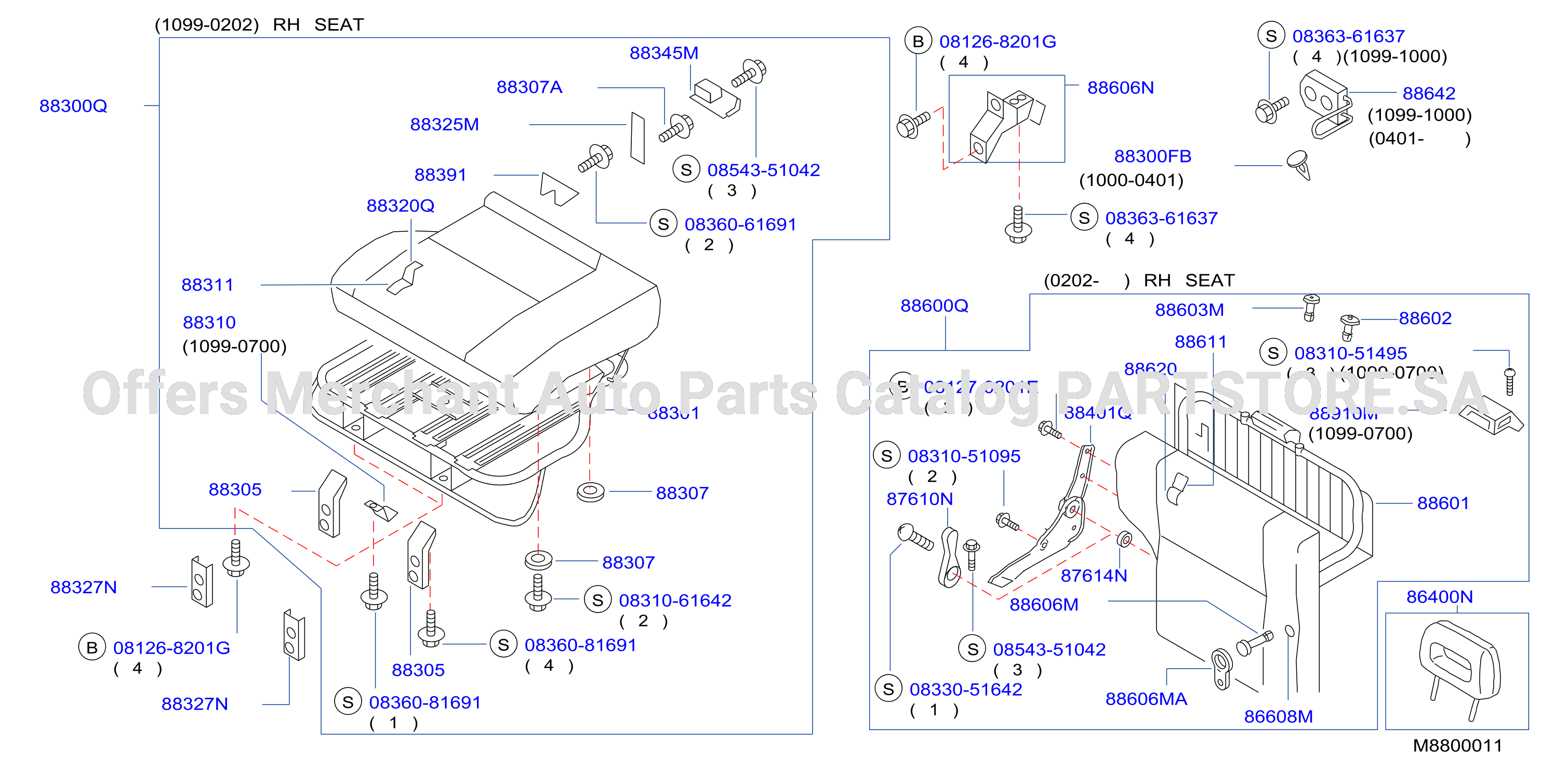 Rear Seat 1099 0202 Rh Seat