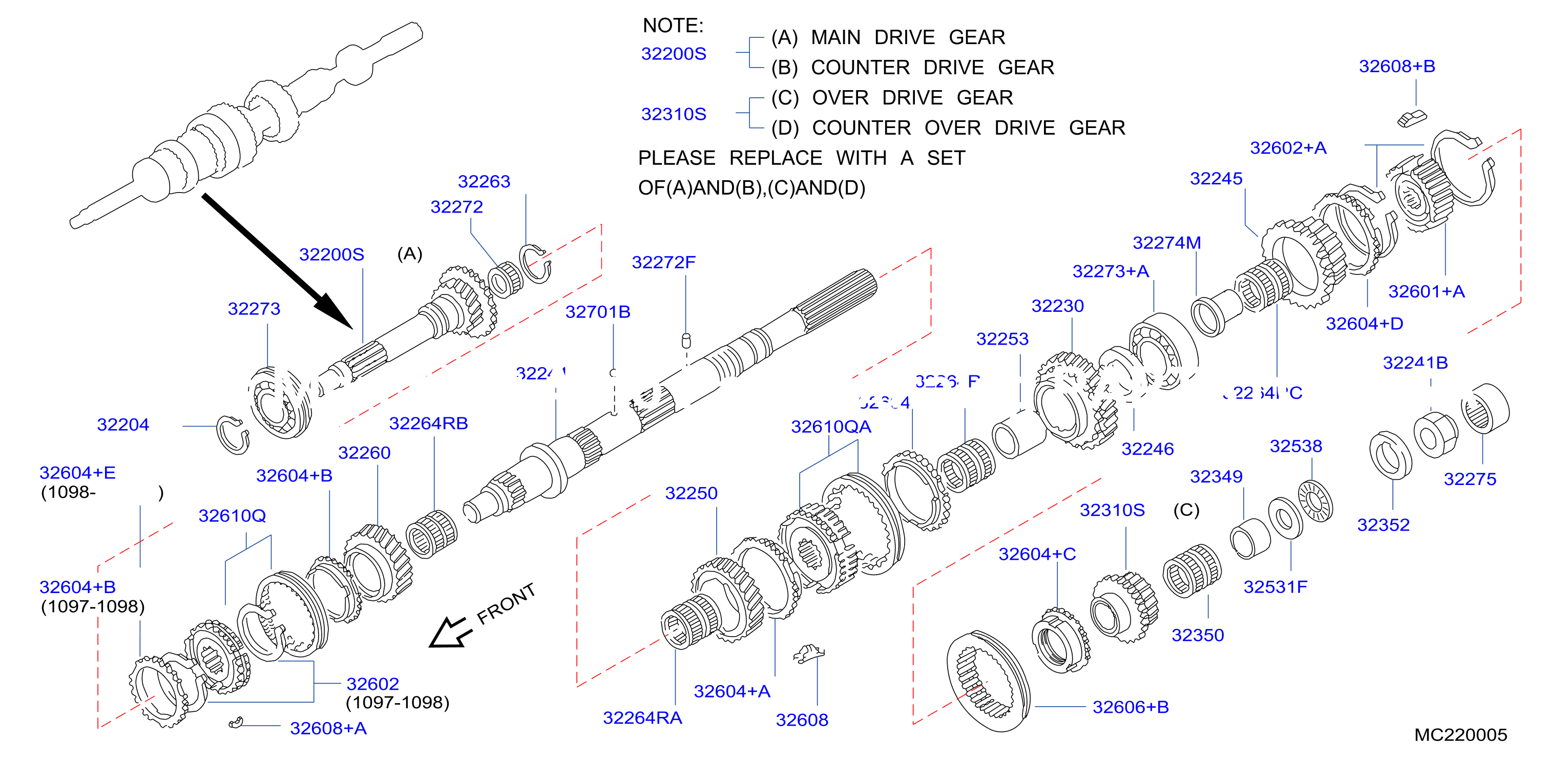 Transmission Gear 1097 1099 Ka24E Td27T F / Gen Main Gear