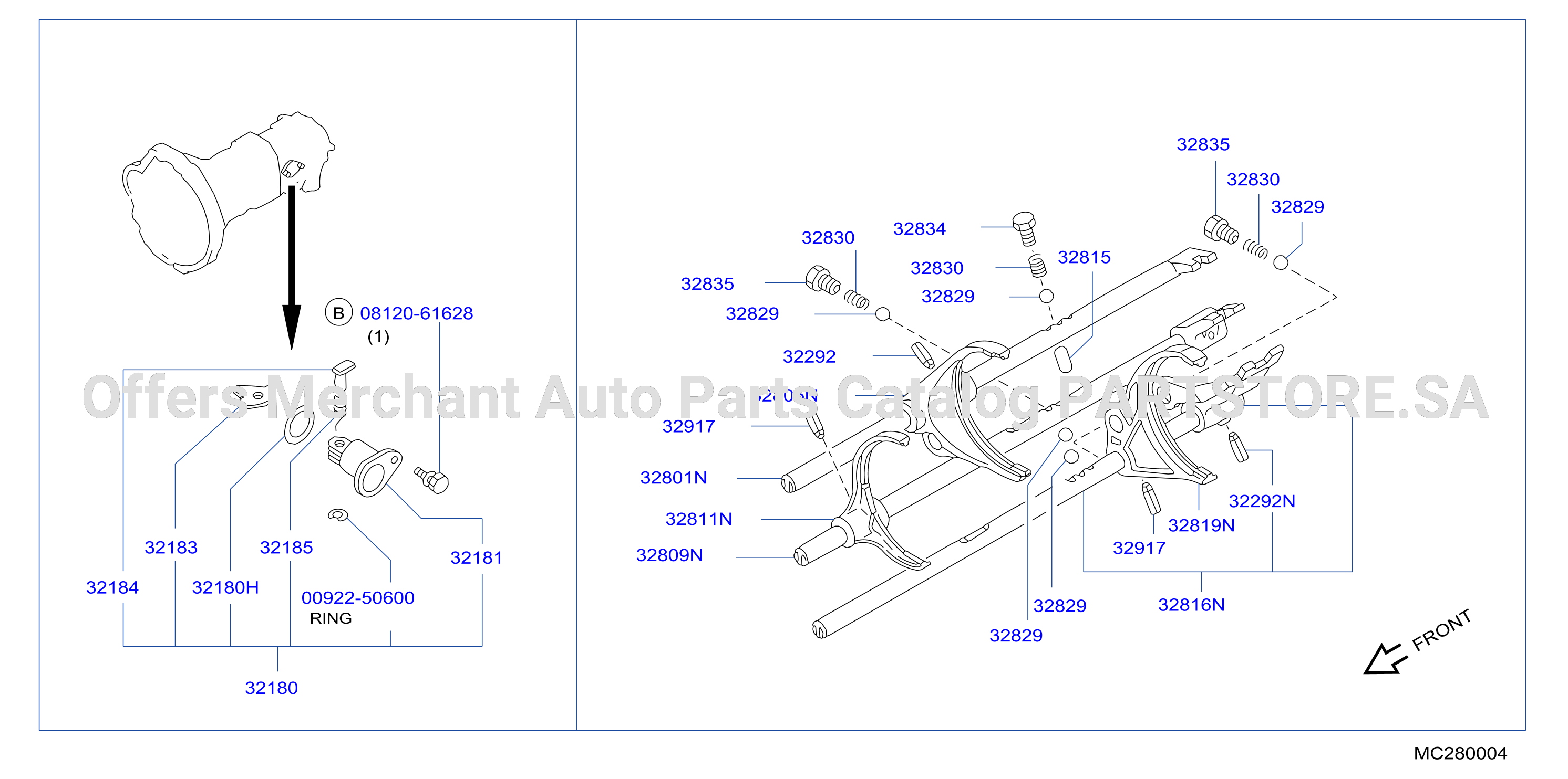 Transmission Shift Control 0796 Ka24E Td27T Shift Rod Fork