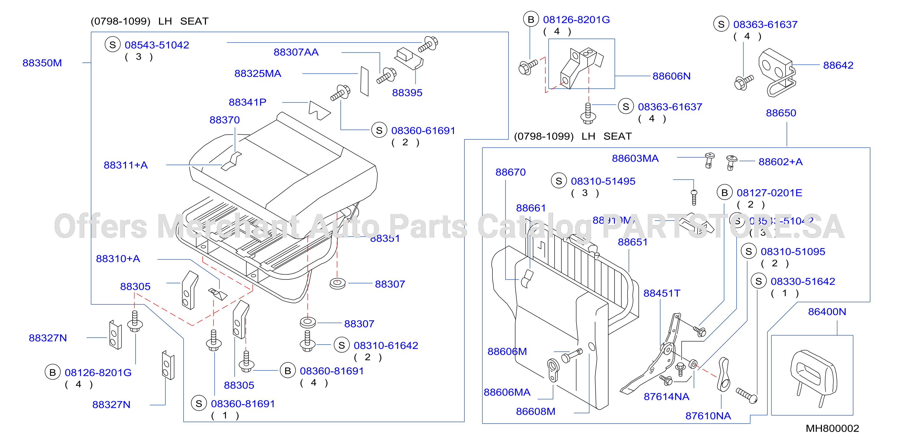 Rear Seat 0798 1099 Lh Seat
