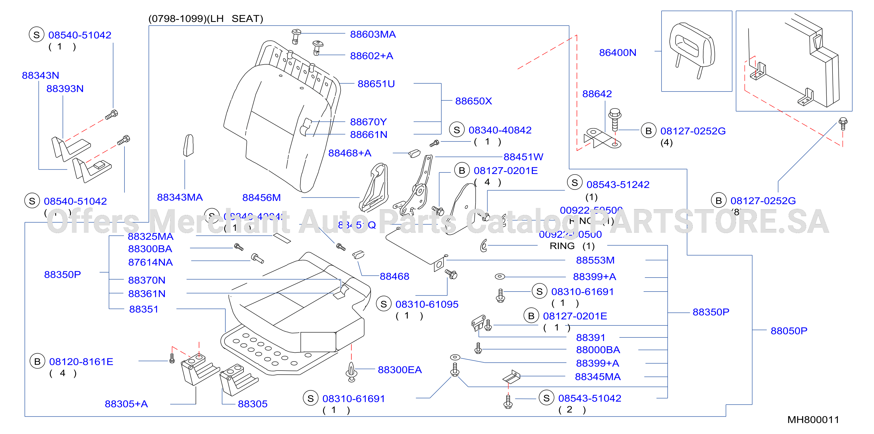 Rear Seat 0798 1099 Lh Seat