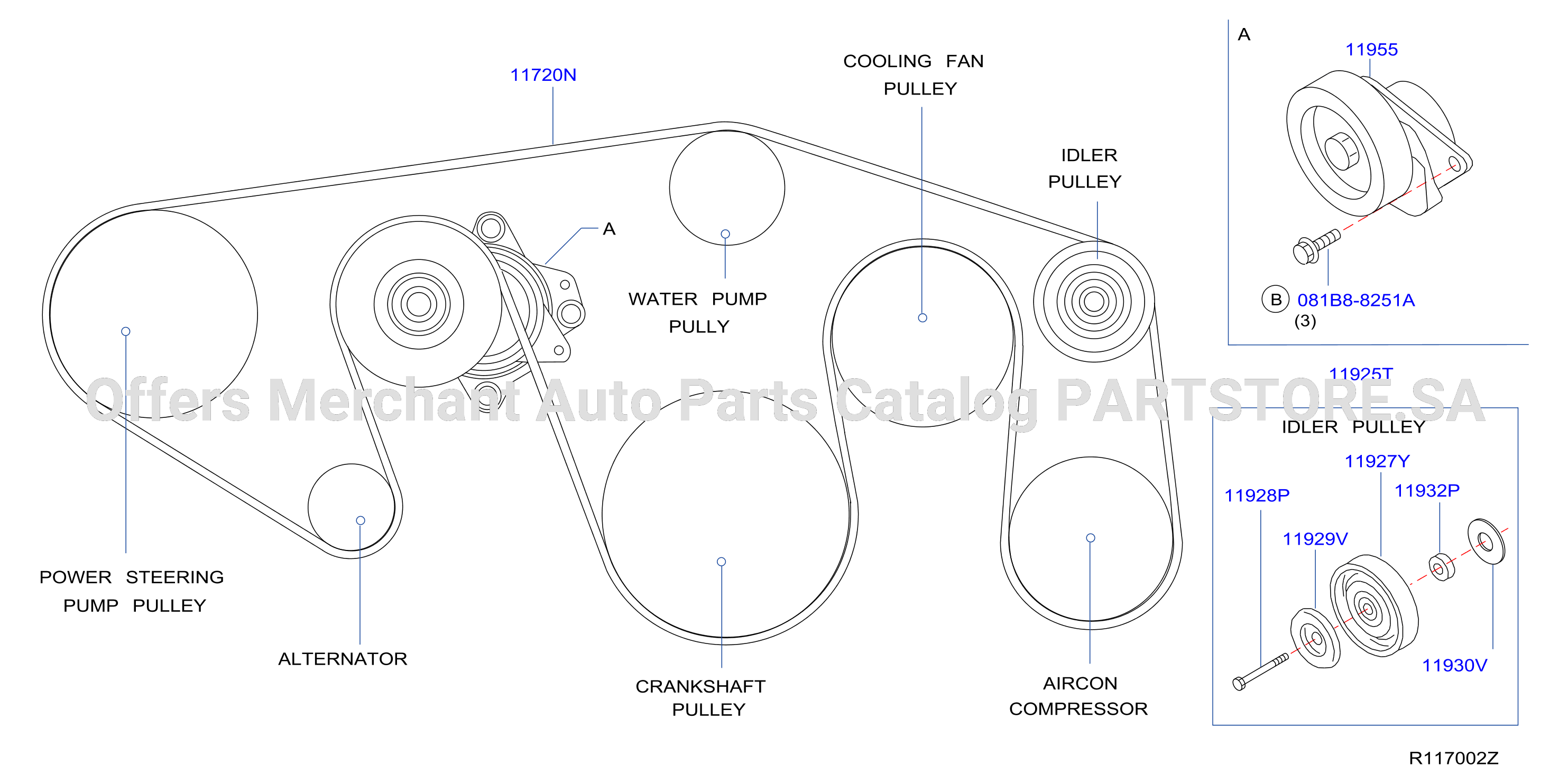 Fan Compressor Power Steering Belt Belt Tensioner
