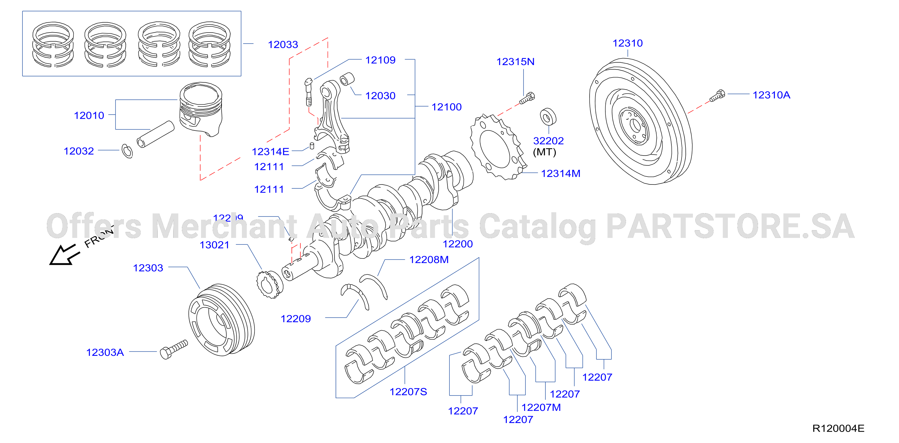 Piston Crankshaft Flywheel Piston Crank