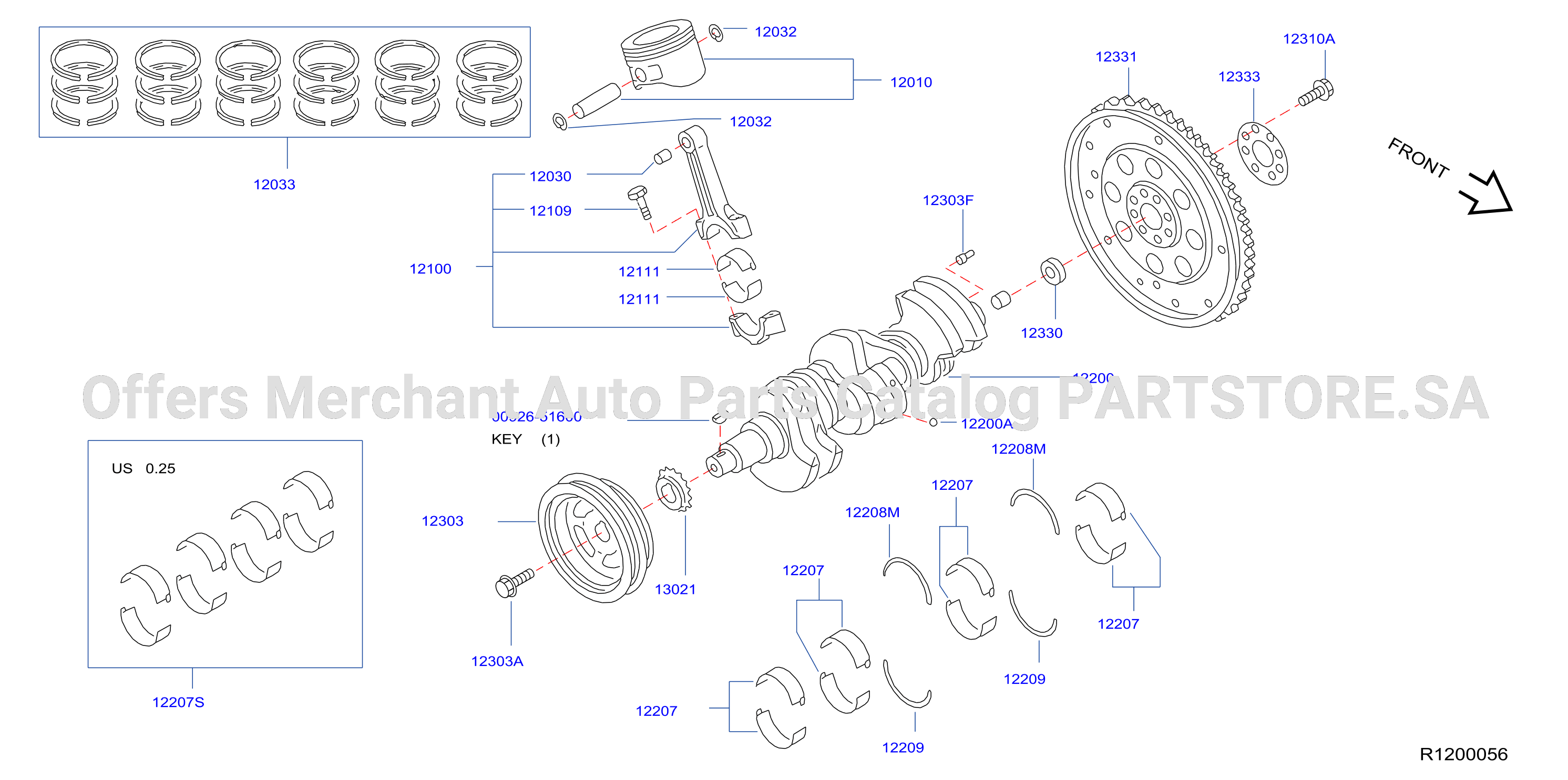 Piston Crankshaft Flywheel