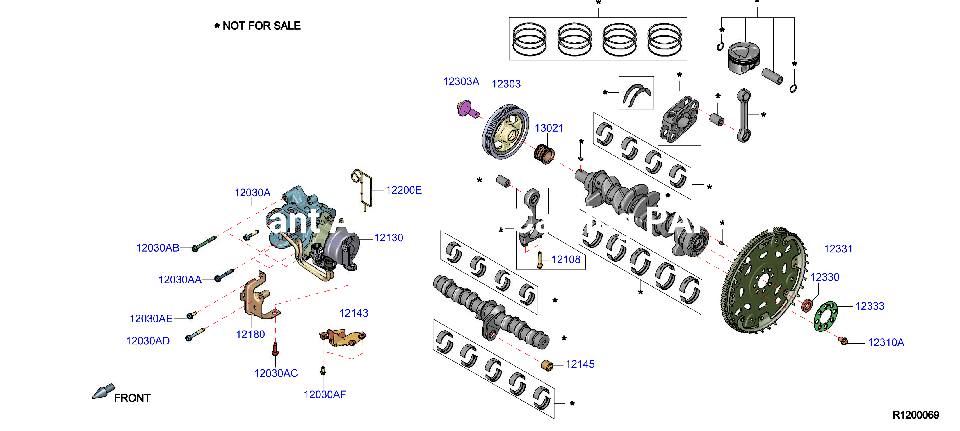 Piston Crankshaft Flywheel