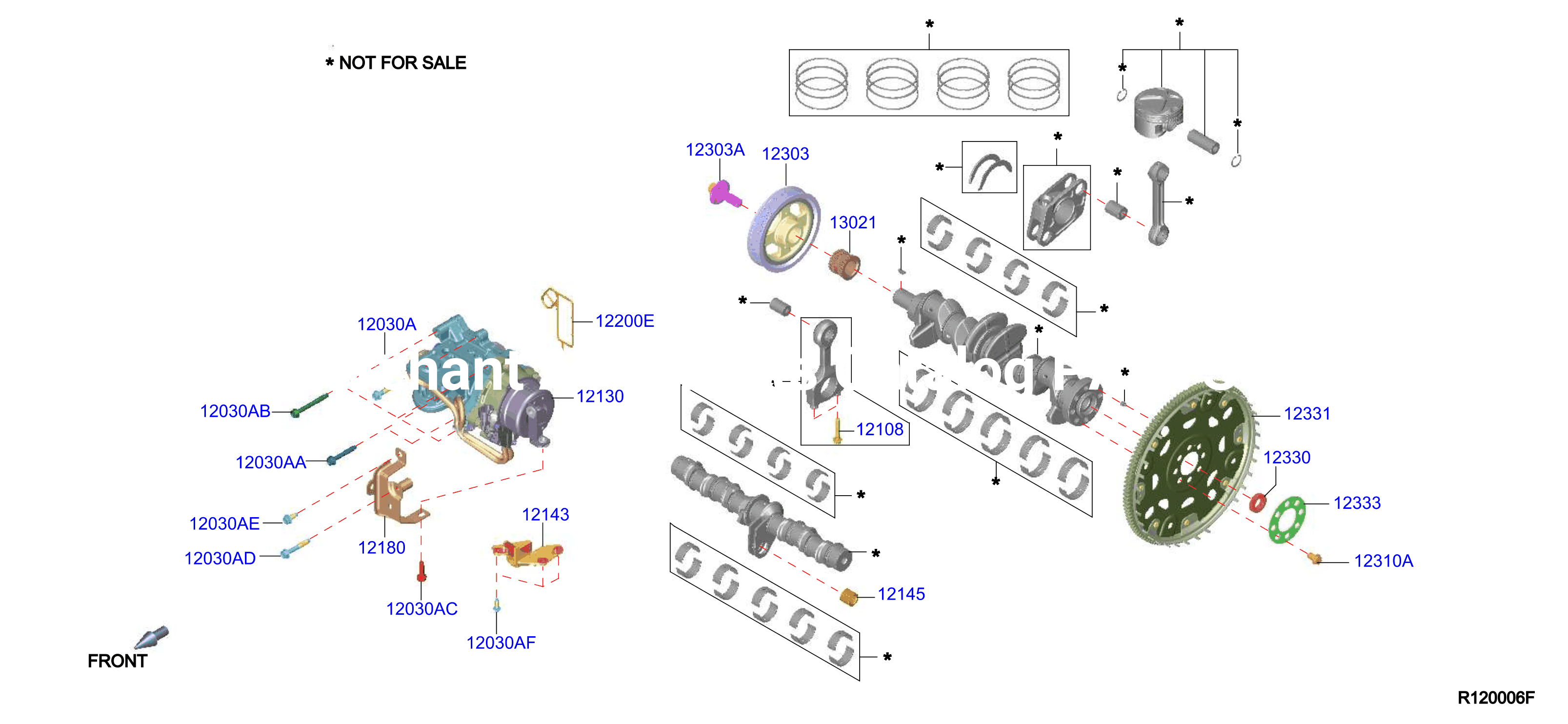 Piston Crankshaft Flywheel