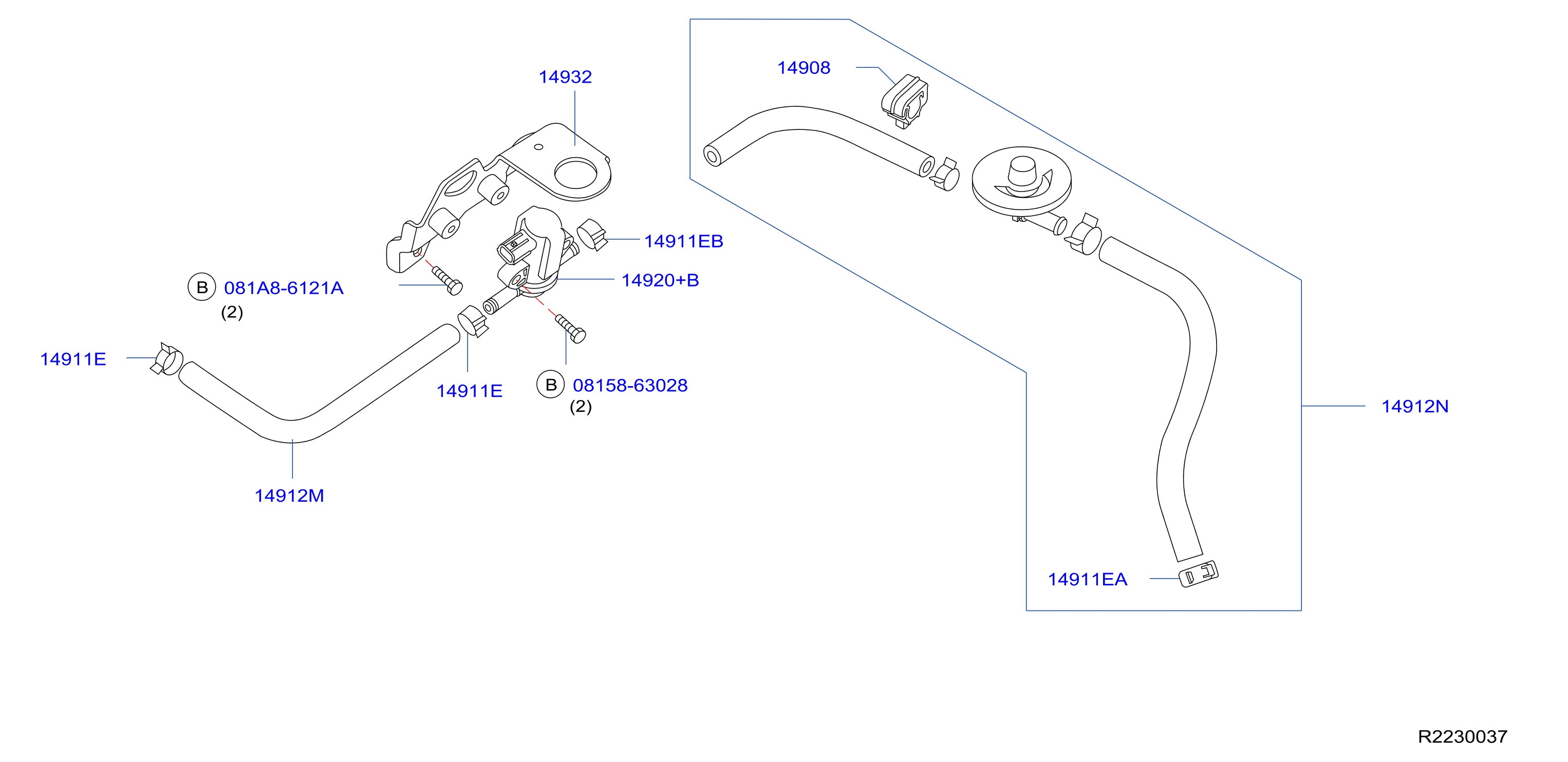 Engine Control Vacuum Piping Evap Hose