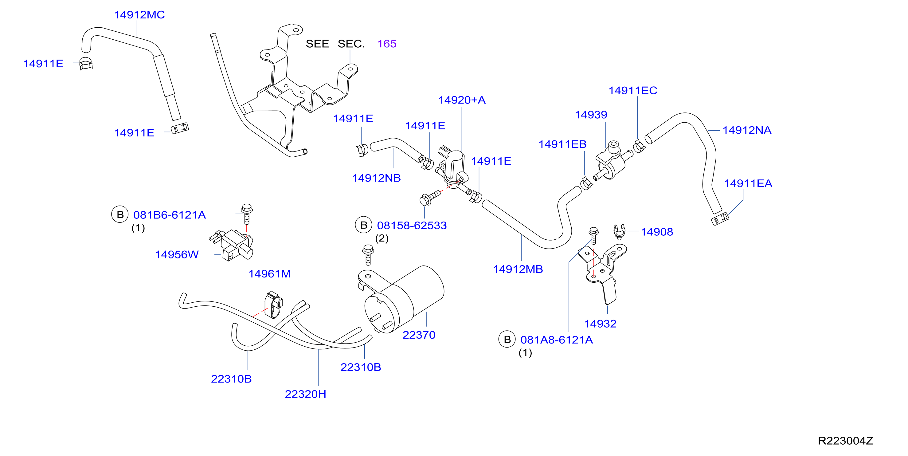 Engine Control Vacuum Piping Front