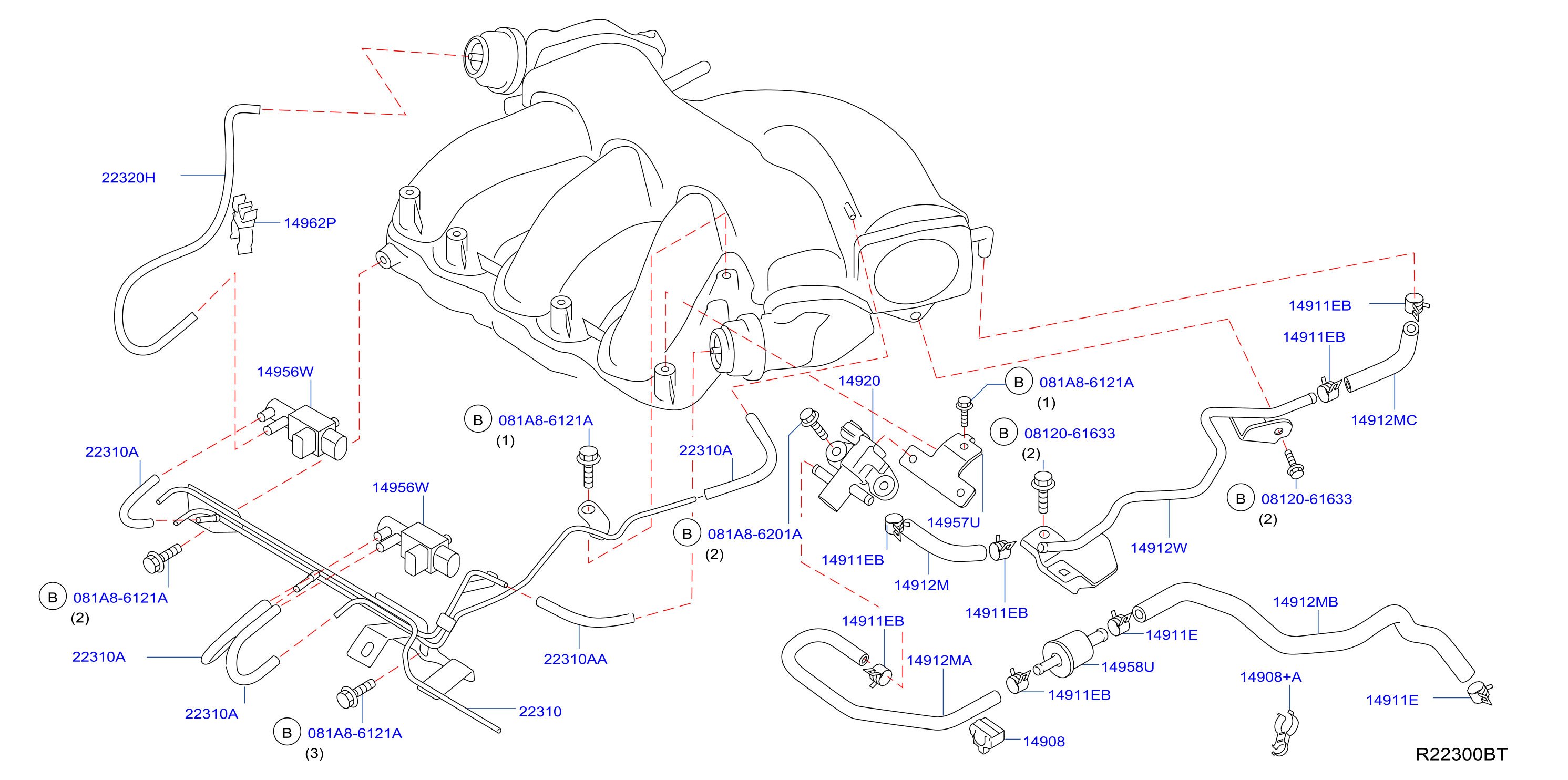 Engine Control Vacuum Piping Evap Piping