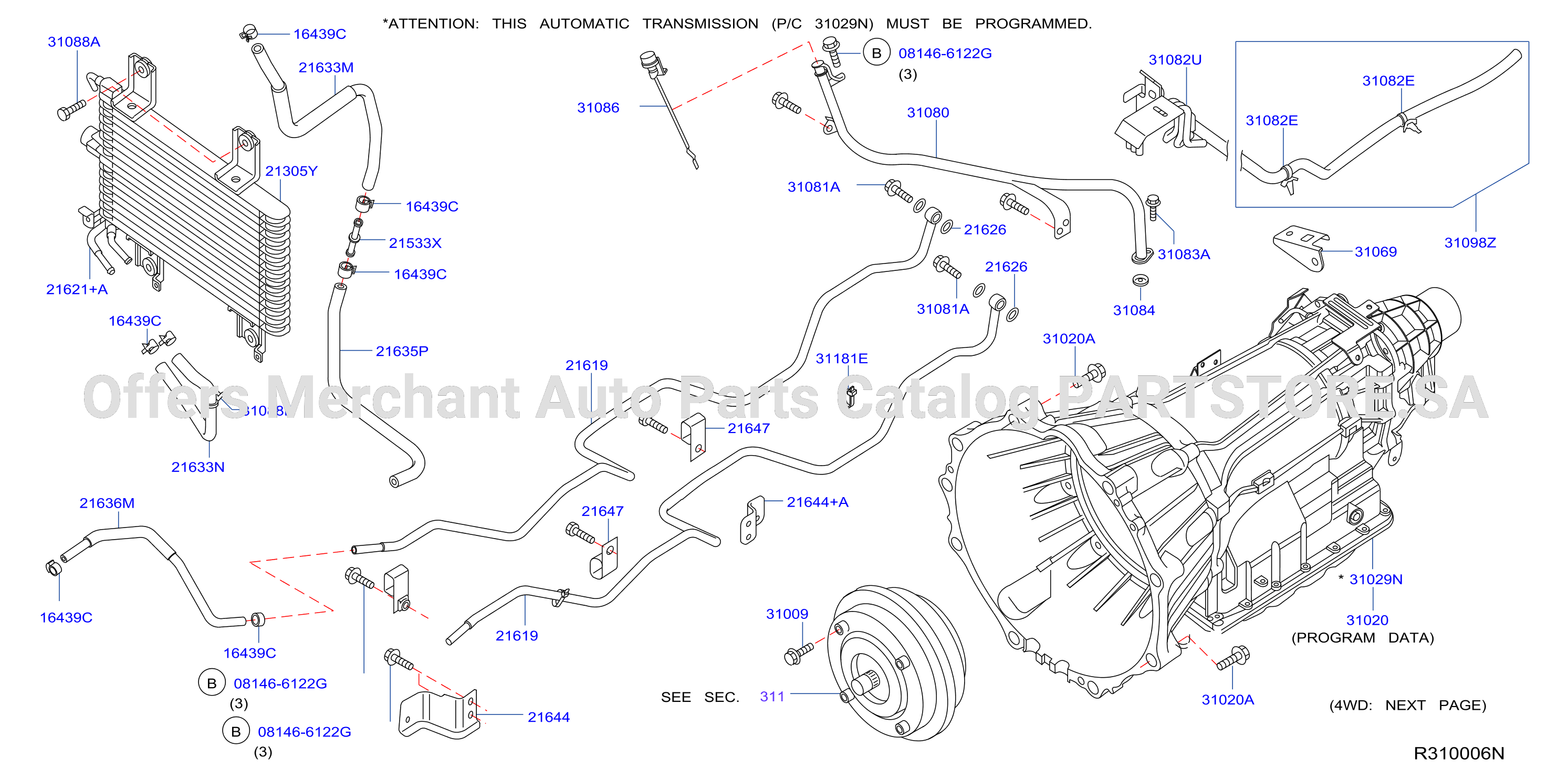 Auto Transmission Transaxle Fitting 2Wd