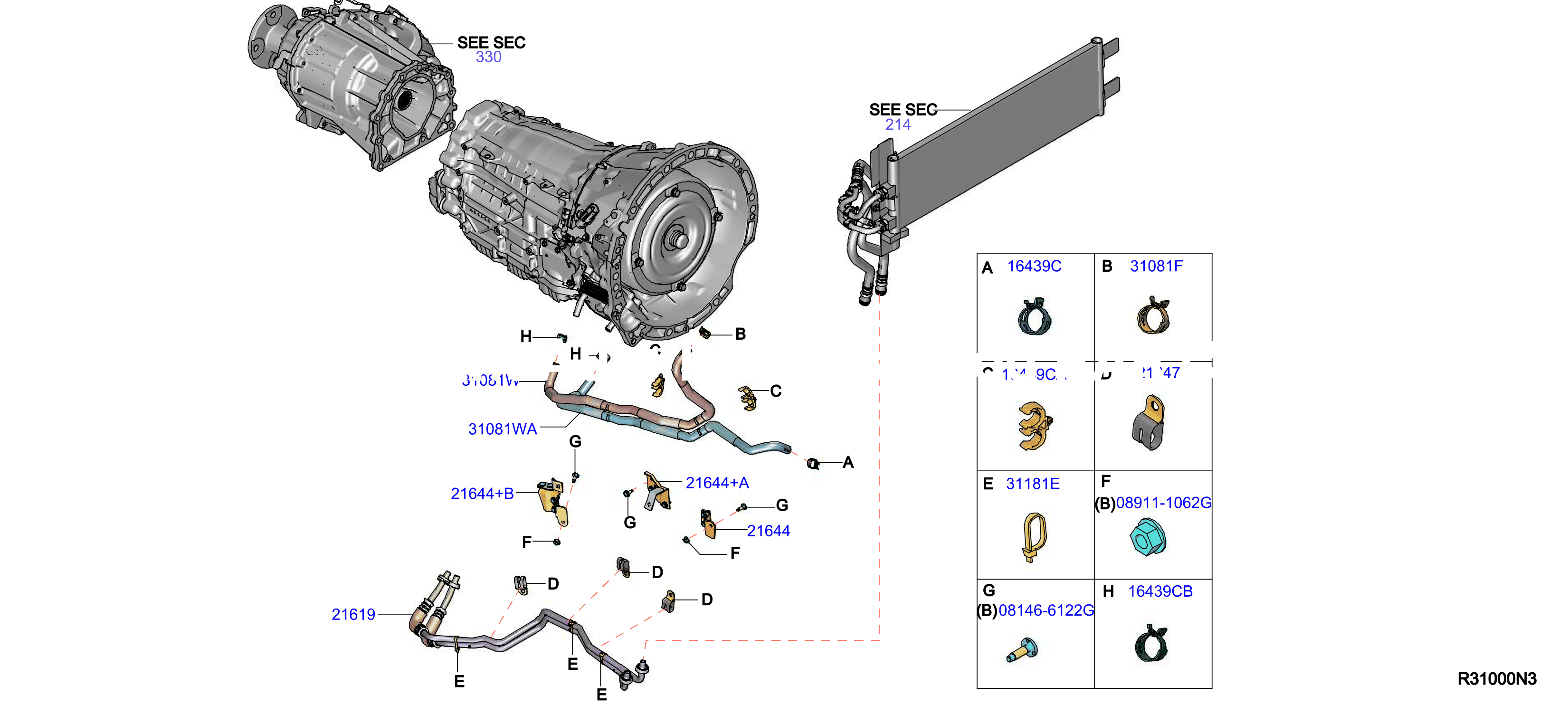 Auto Transmission Transaxle Fitting Oil Cooler Tube Parts