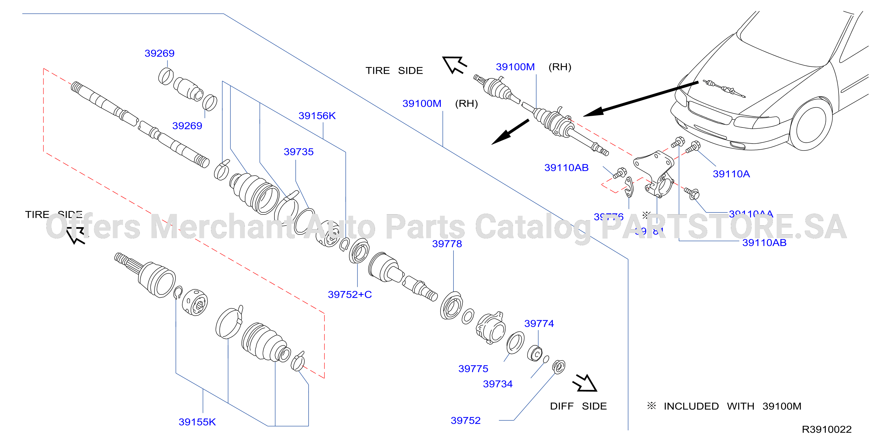 Front Drive Shaft Rh Side