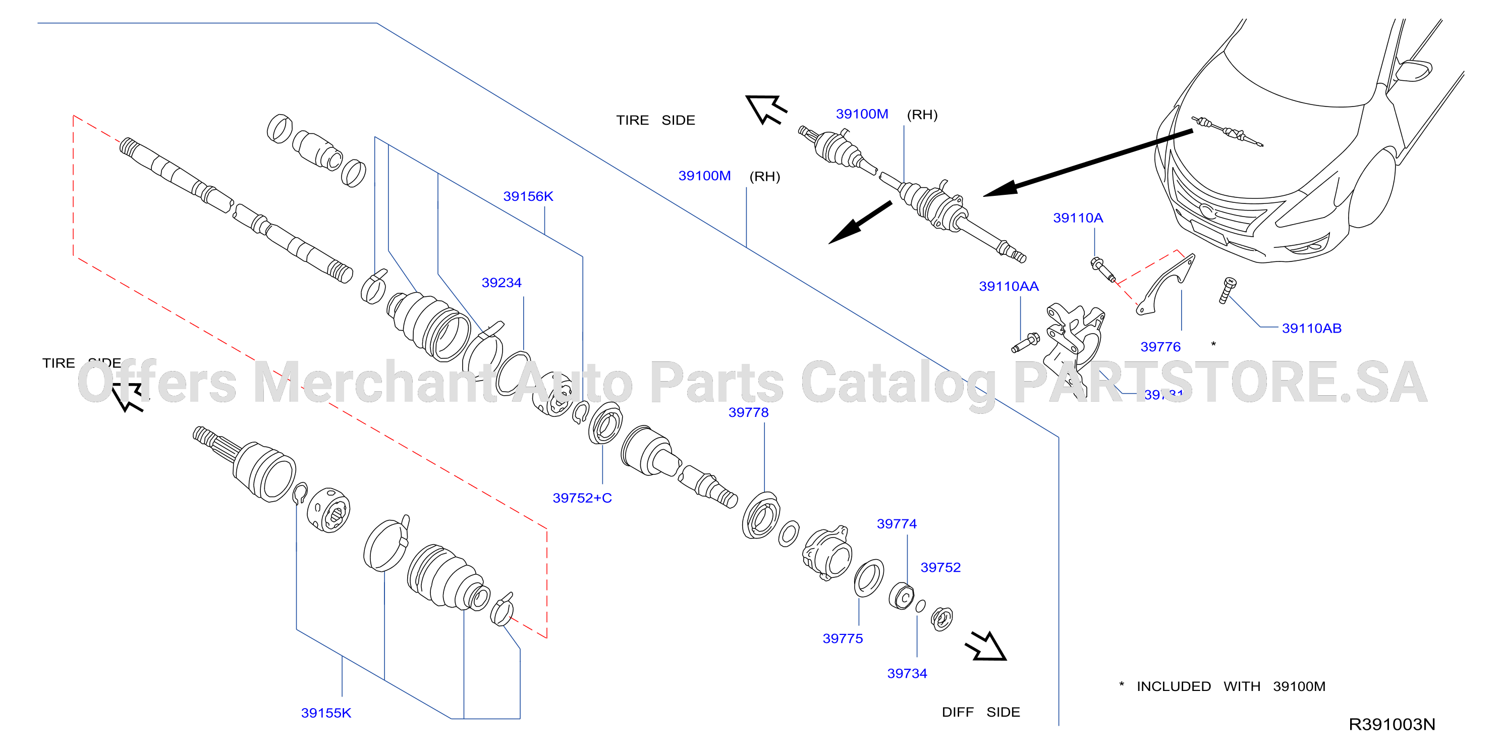 Front Drive Shaft Rh Side