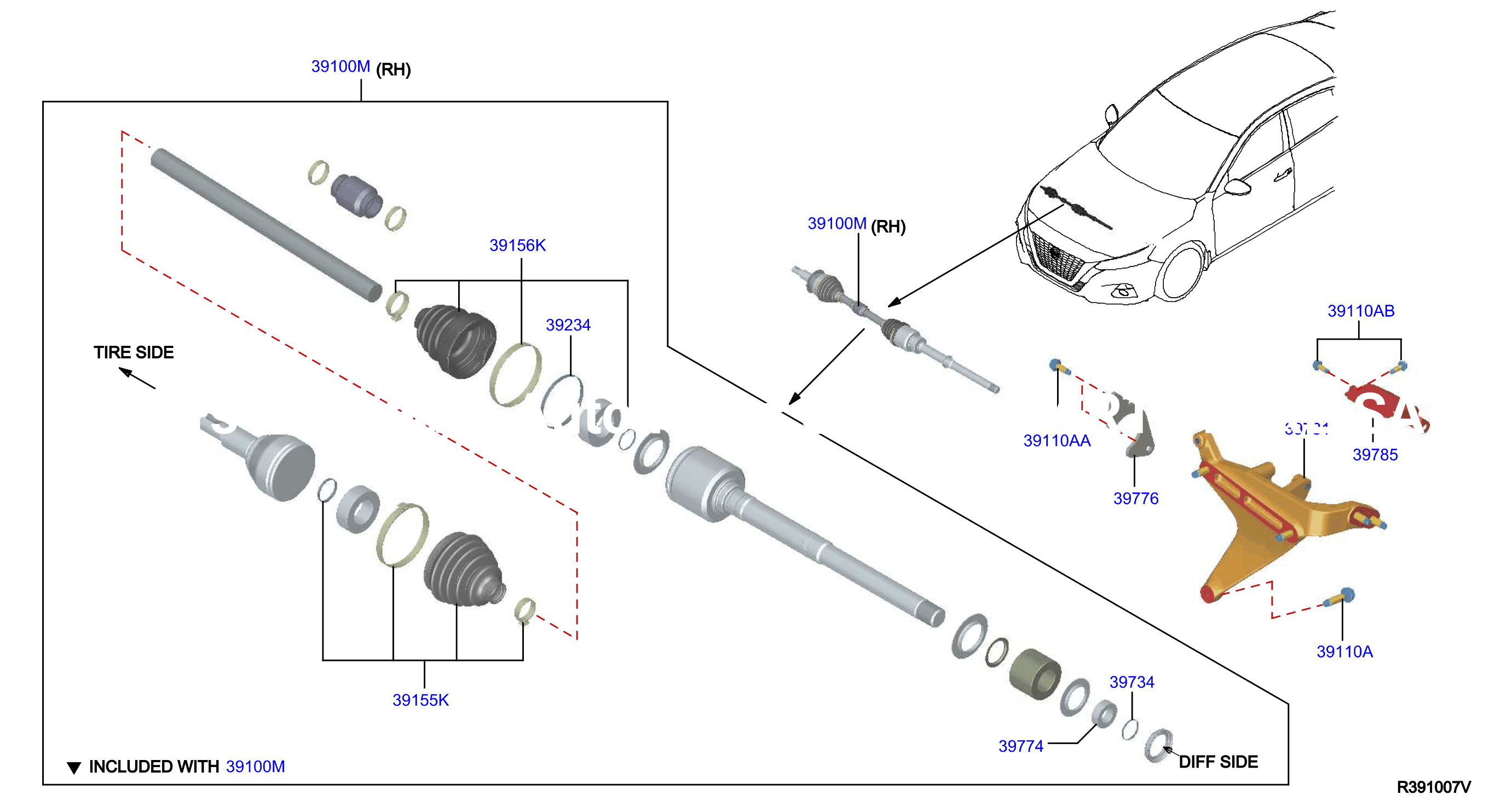 Front Drive Shaft Rh Side
