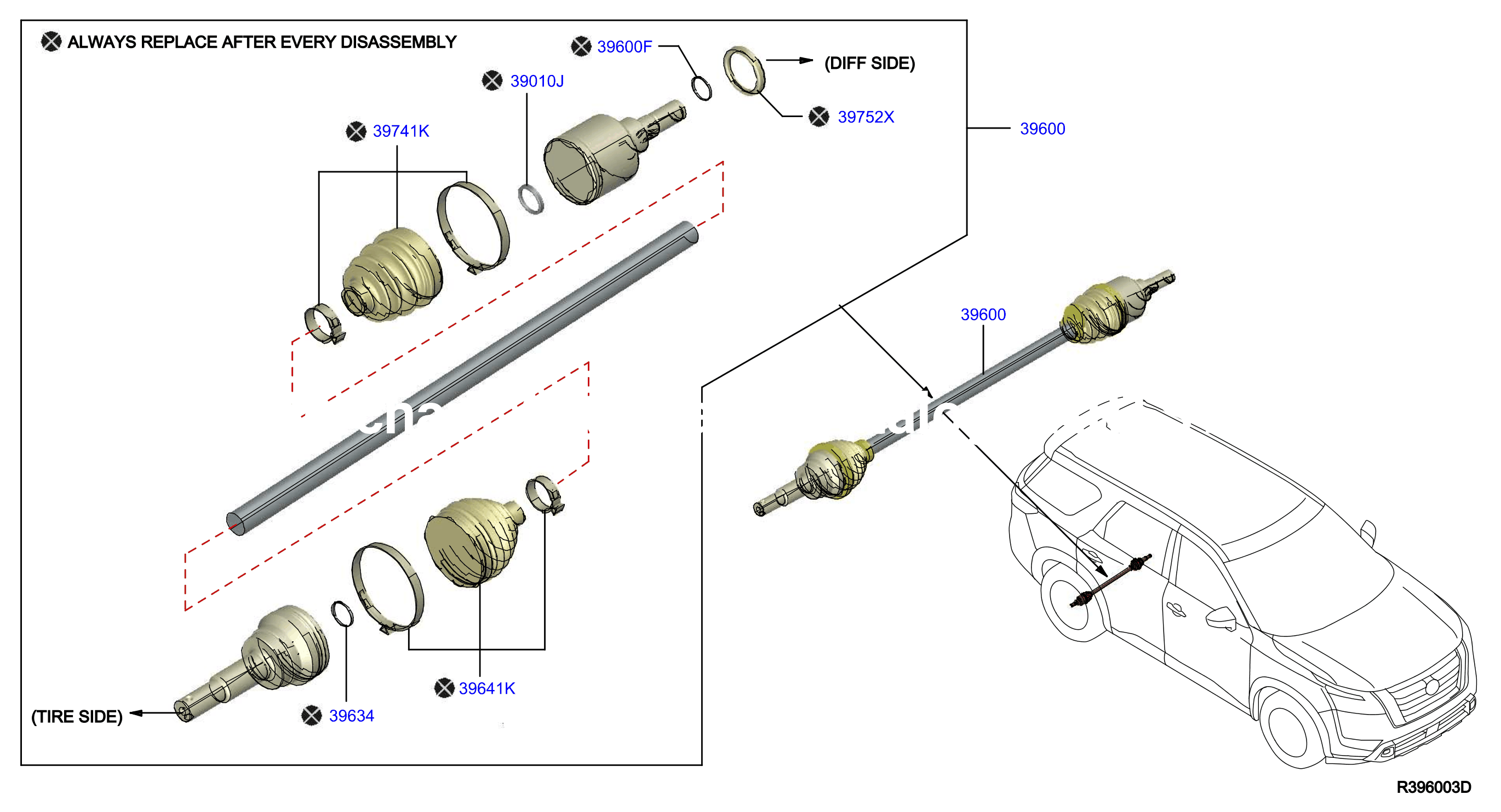 Rear Drive Shaft Rh Side