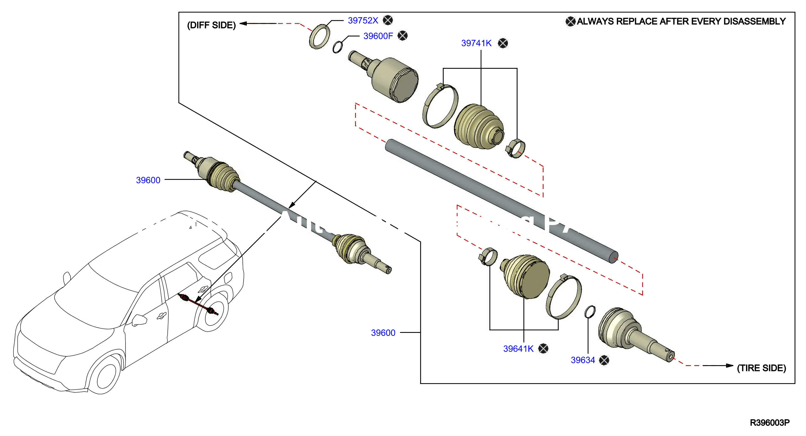 Rear Drive Shaft Lh Side