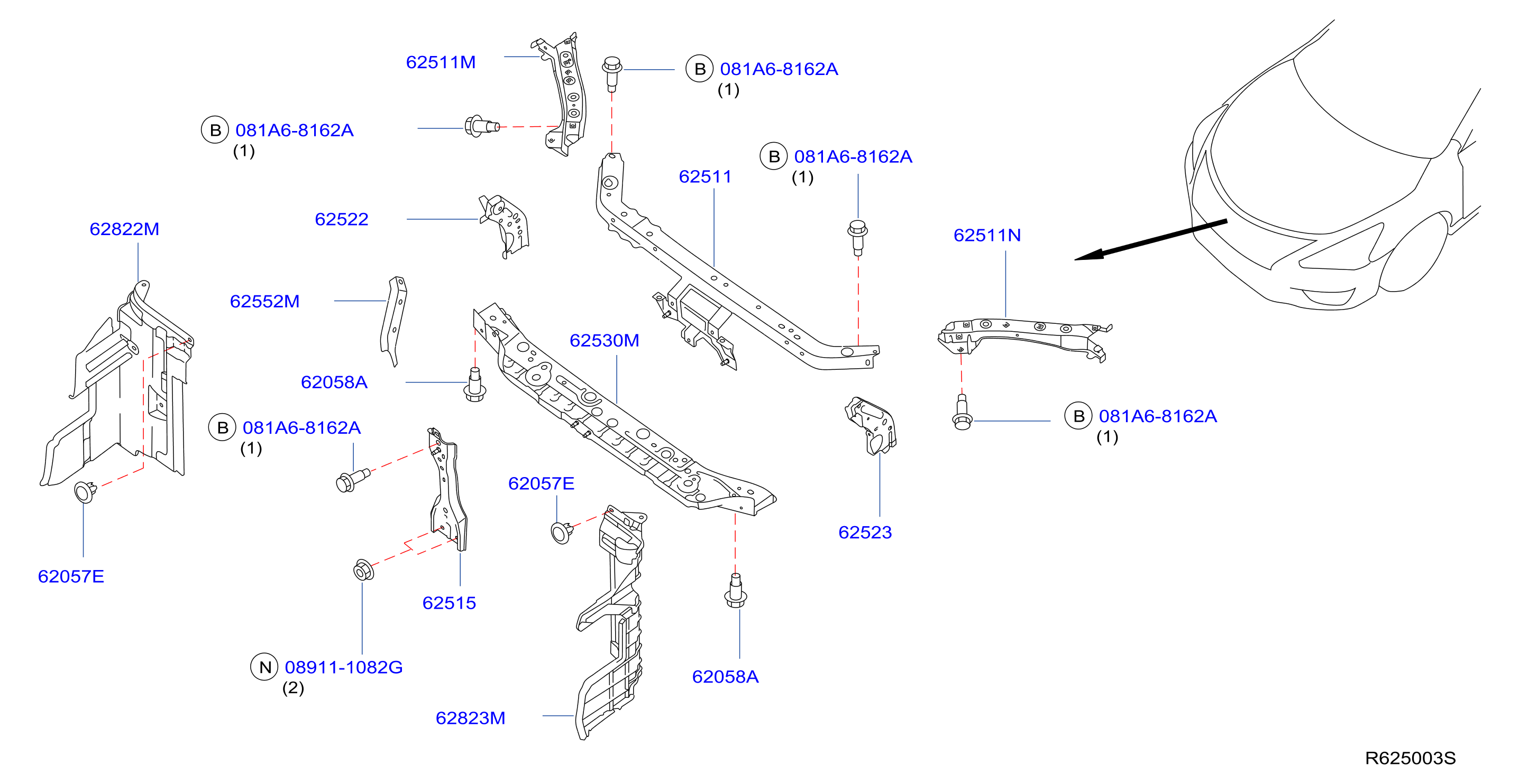 Front Apron Radiator Core Support