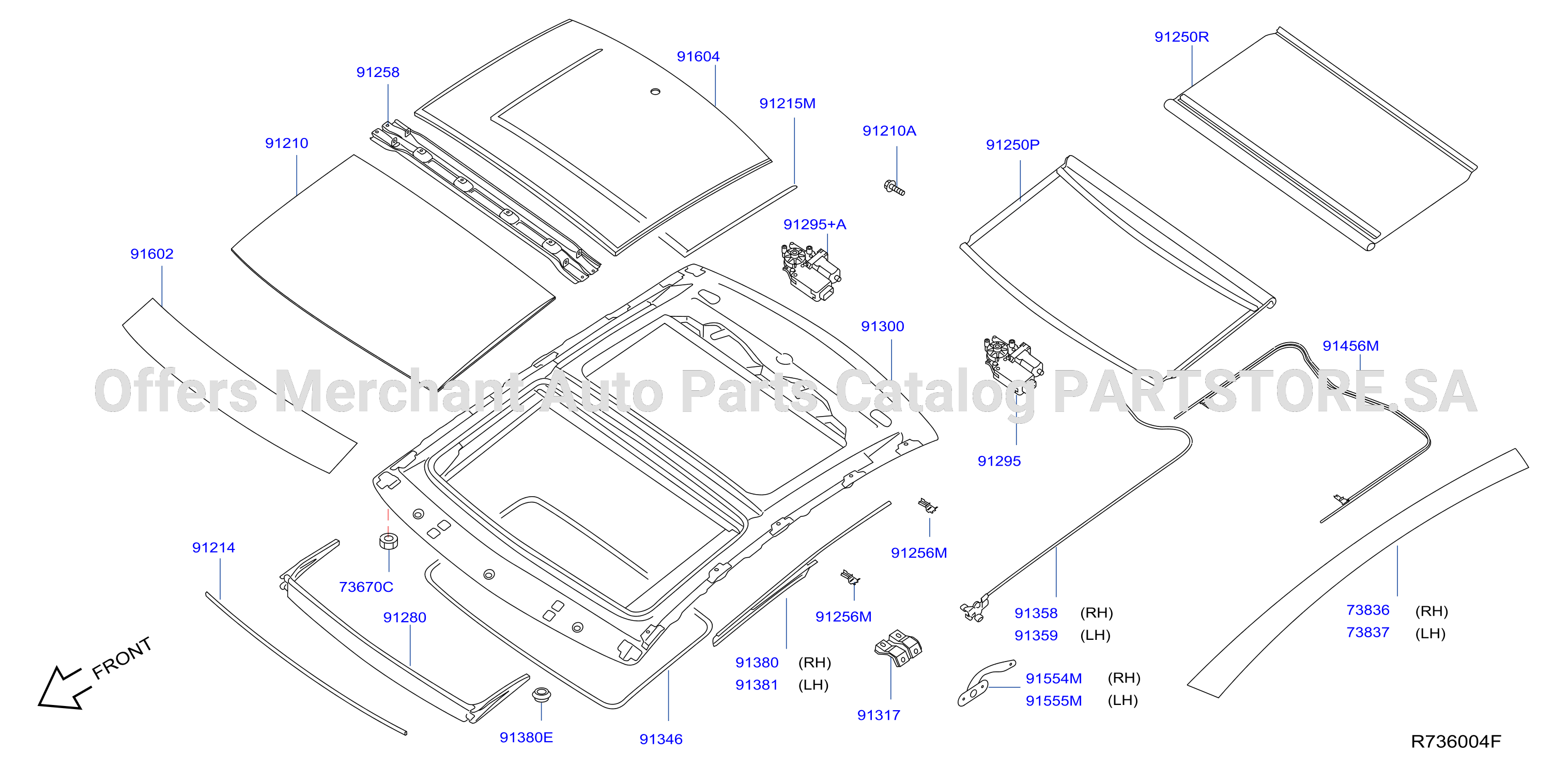 Sun Roof Parts Dual Glass Sunroof