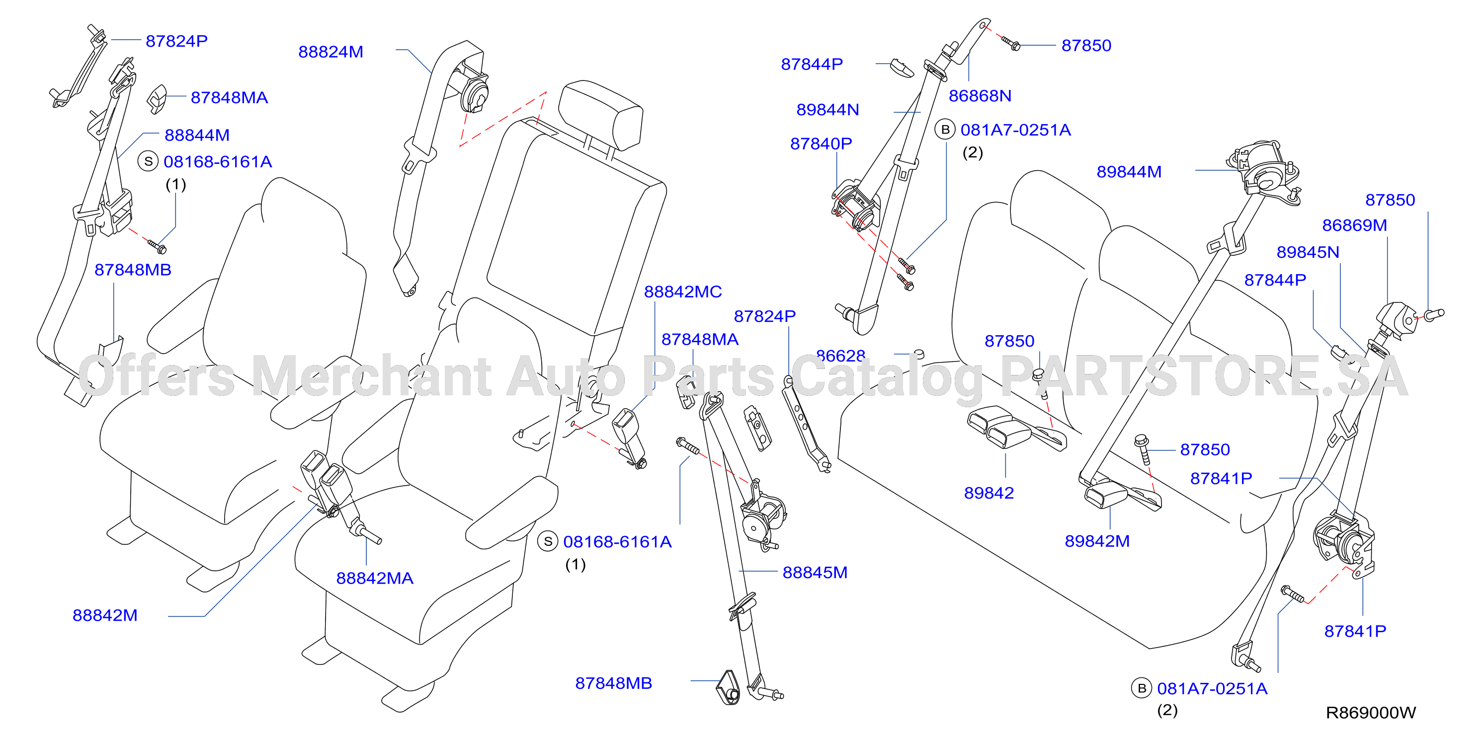 Rear Seat Belt 2Nd 3Rd Row Seatbelts