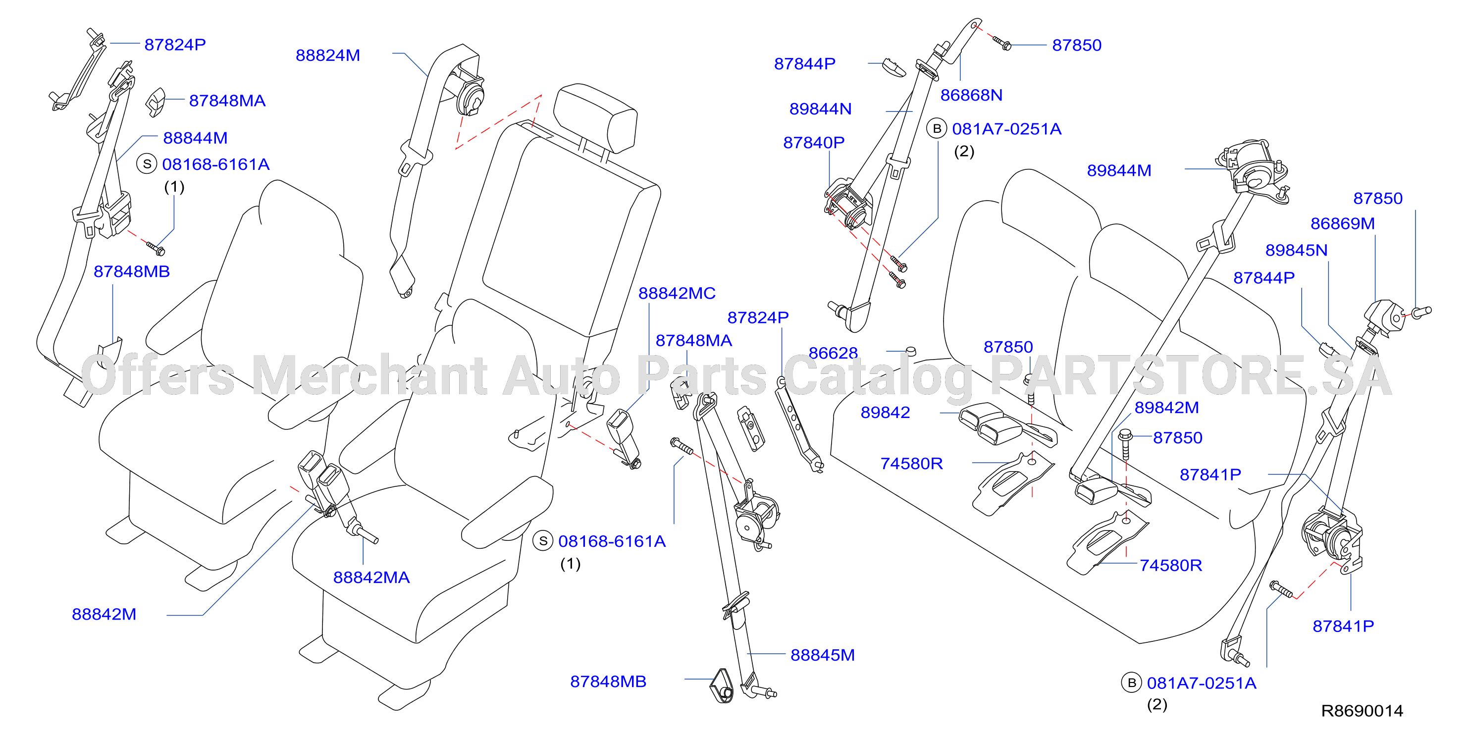 Rear Seat Belt 2Nd 3Rd Row Seatbelts