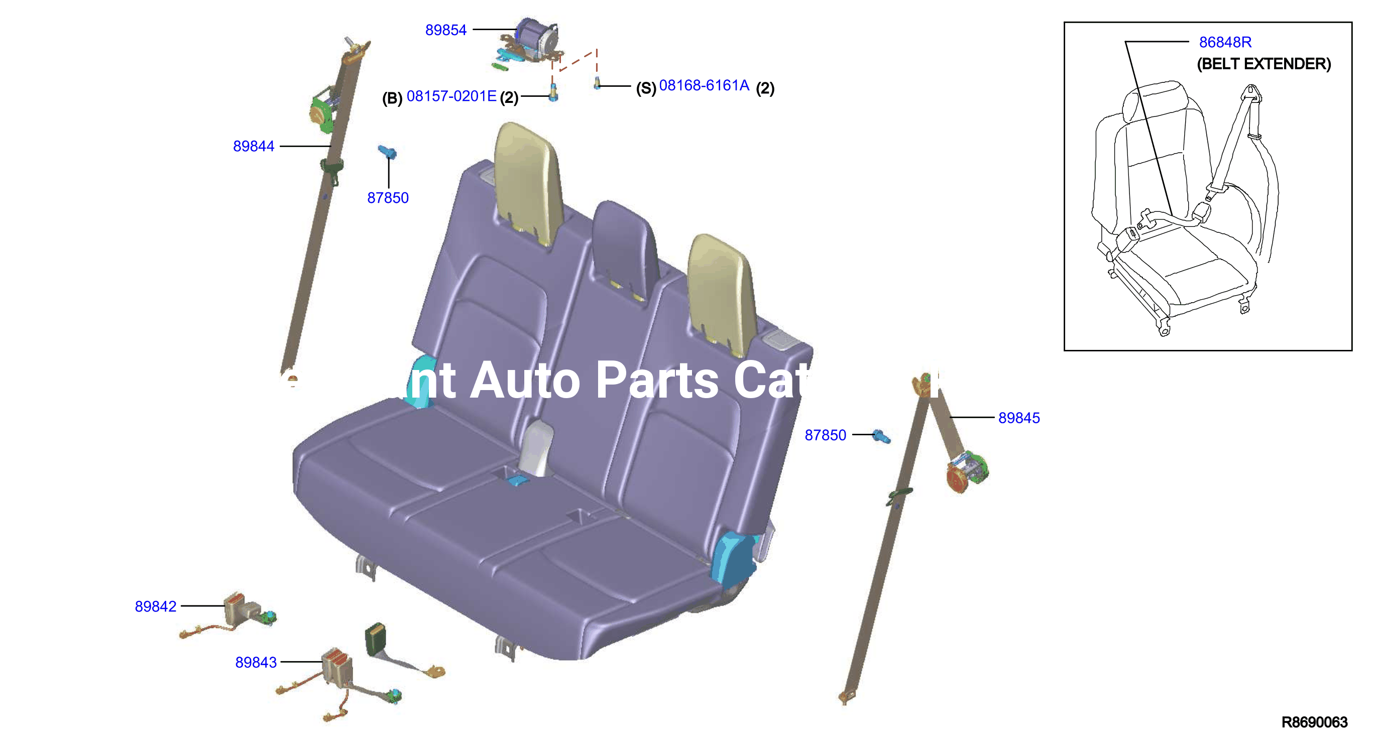 Rear Seat Belt 3Rd Row Belt